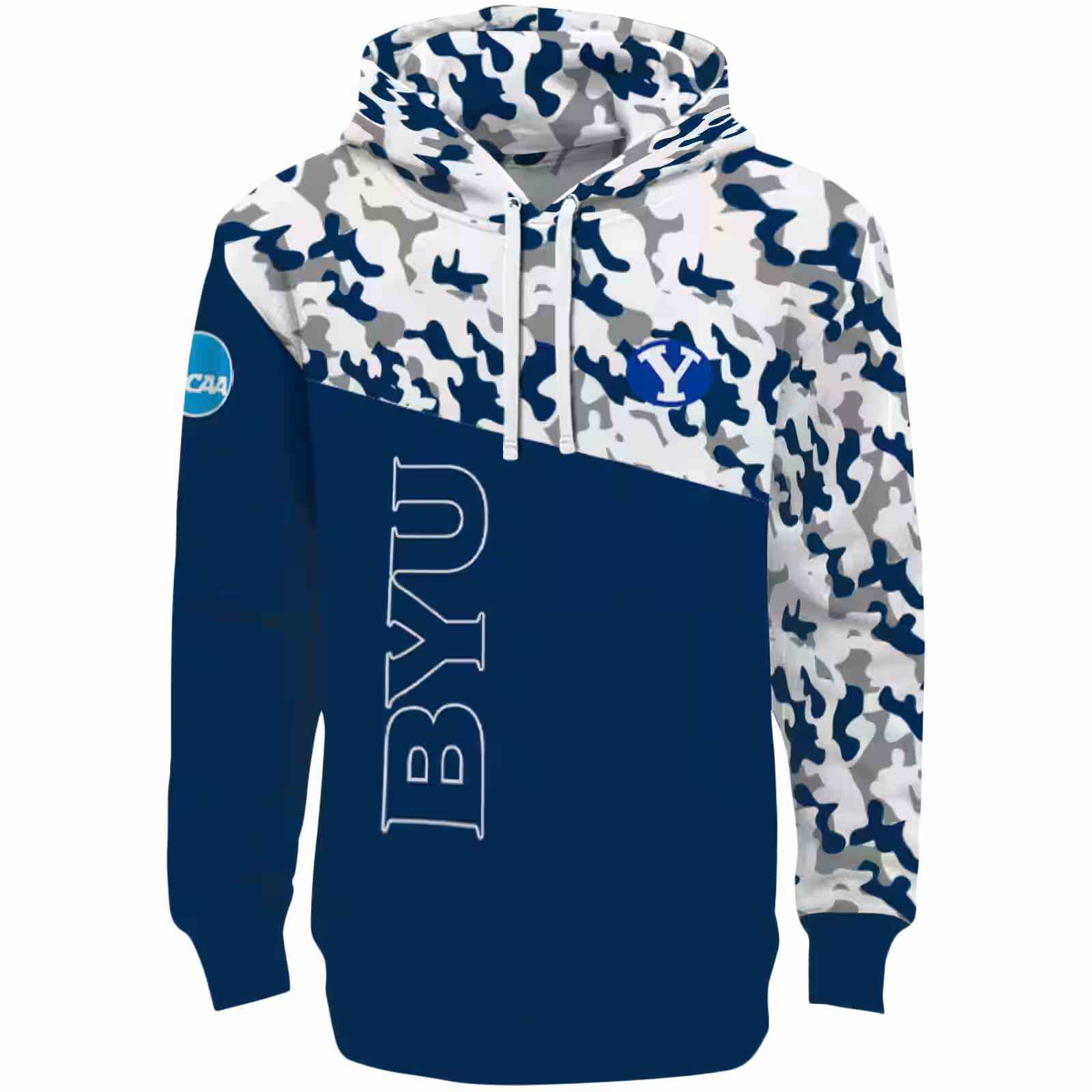 Custom BYU Cougars Camo Pattern Blue Hoodie