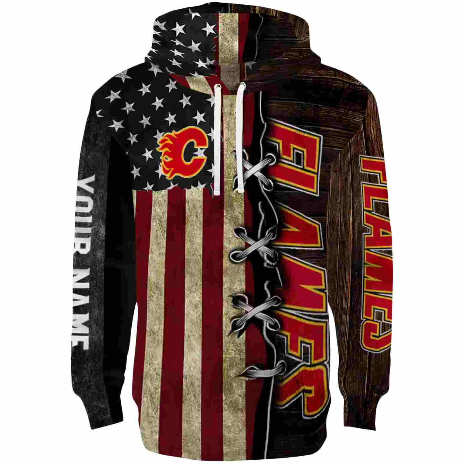 Custom Calgary Flames American Pride Hoodie