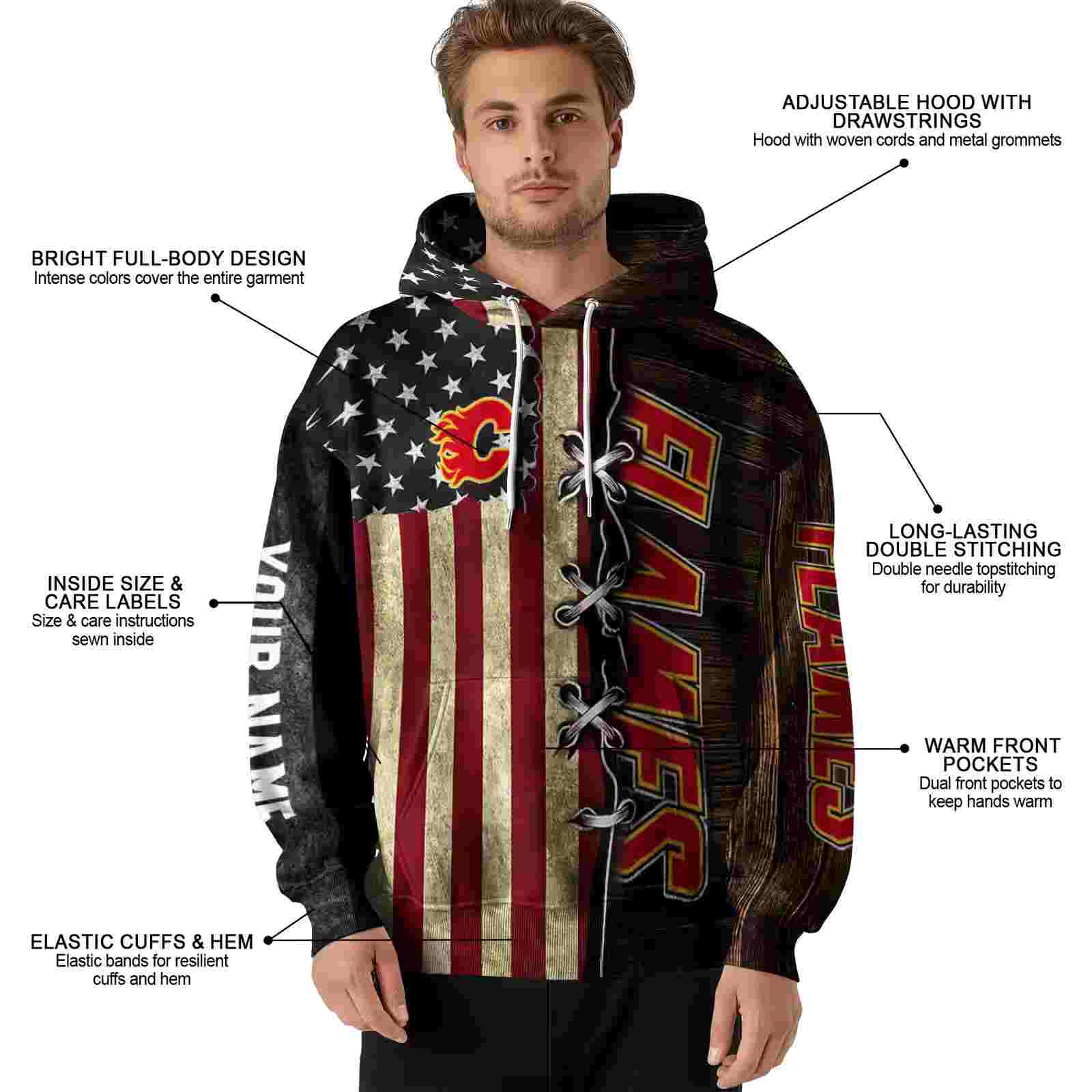 custom calgary flames american pride hoodie latest model