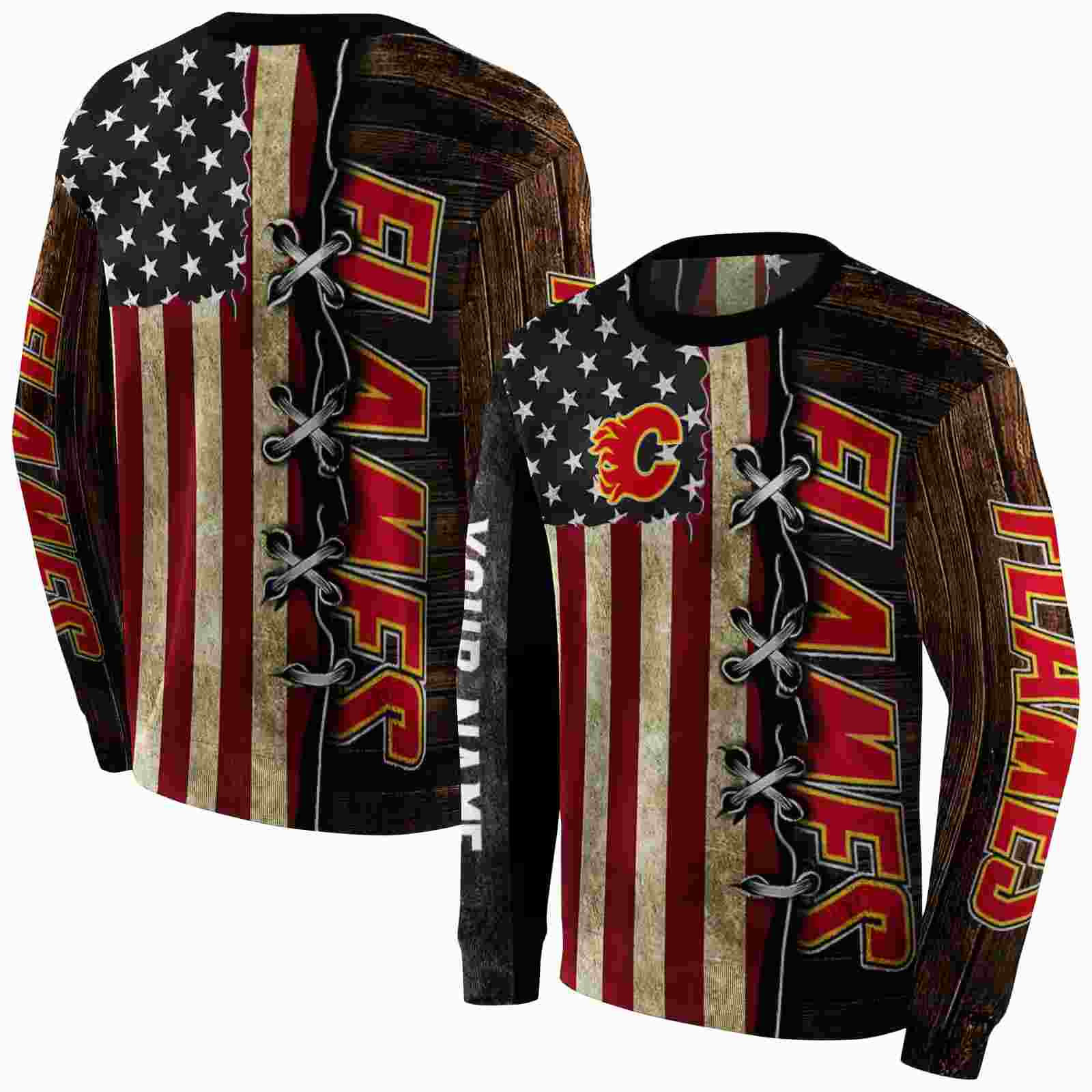 custom calgary flames american pride hoodie premium grade