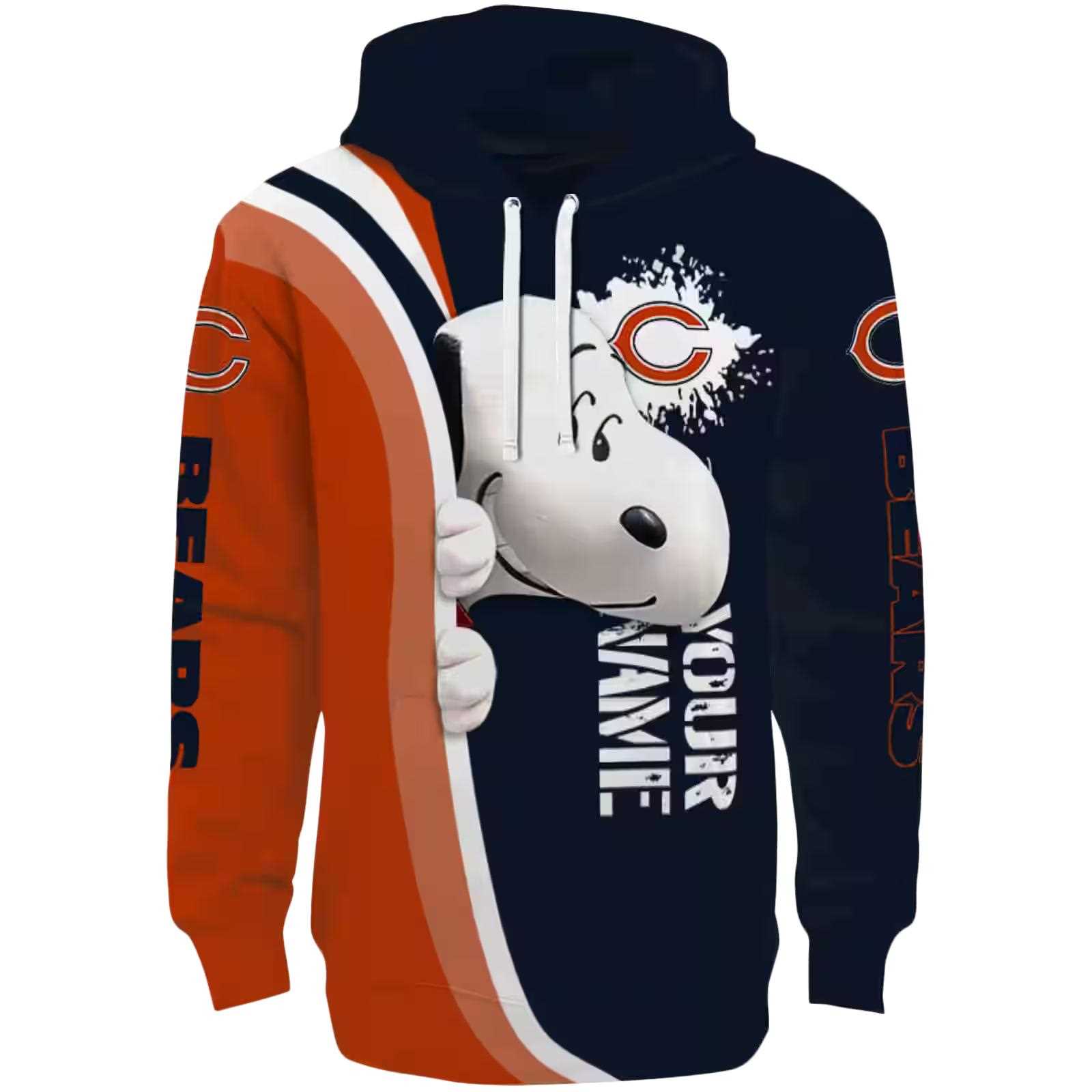 Custom Chicago Bears Peeking Snoopy Blue Hoodie