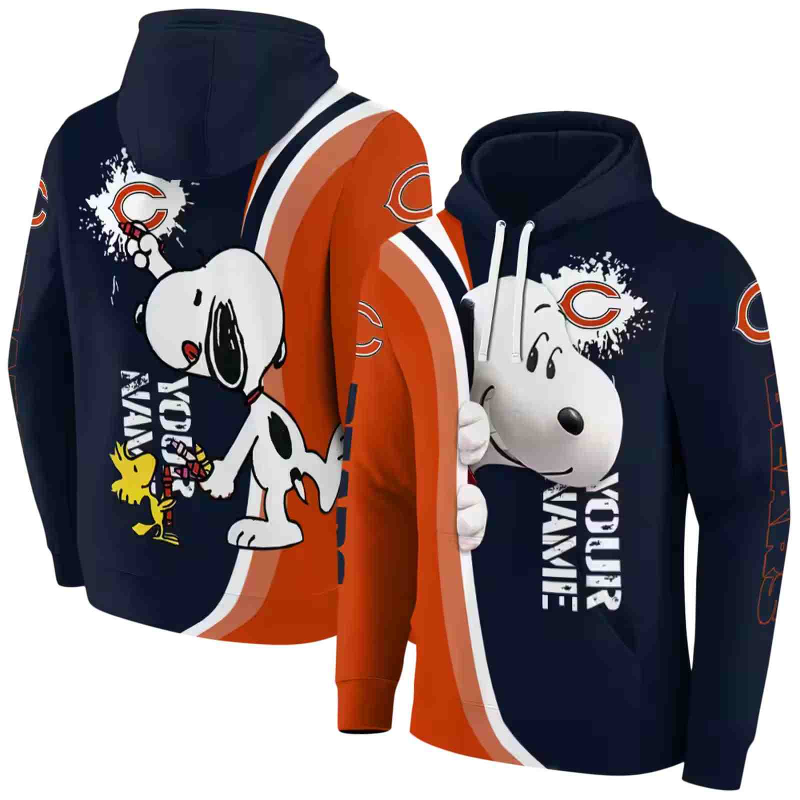 custom chicago bears peeking snoopy blue hoodie fashion forward