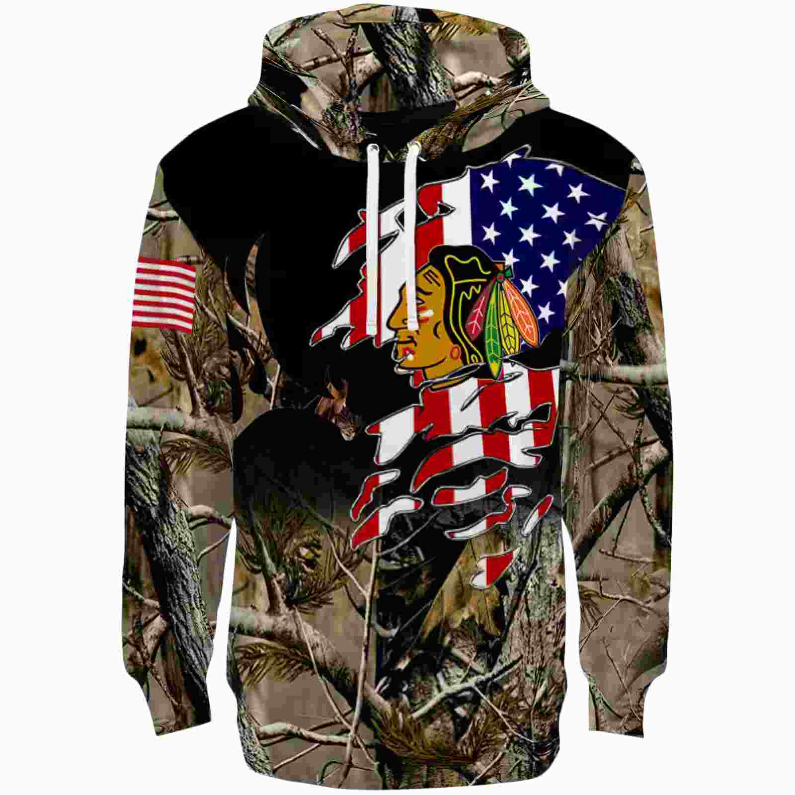 Custom Chicago Blackhawks Tree Camo Hoodie