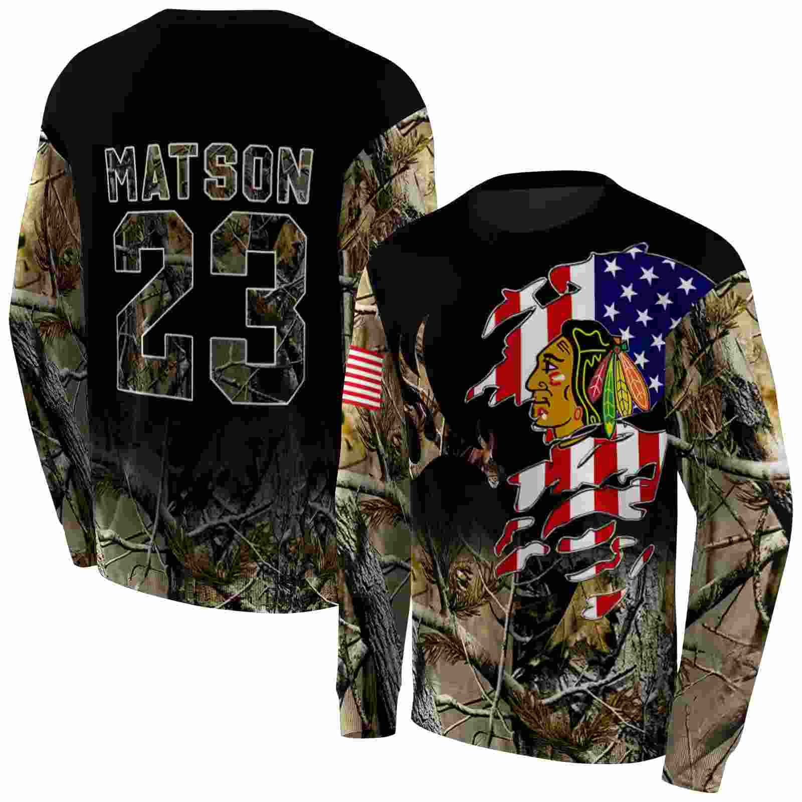 custom chicago blackhawks tree camo hoodie premium grade