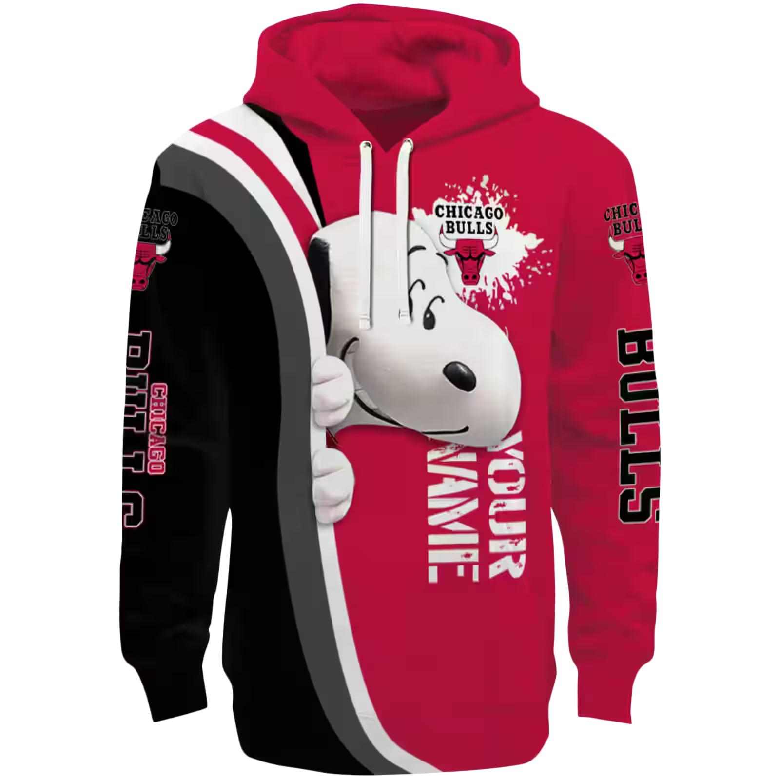 Custom Chicago Bulls Peeking Snoopy Red Hoodie