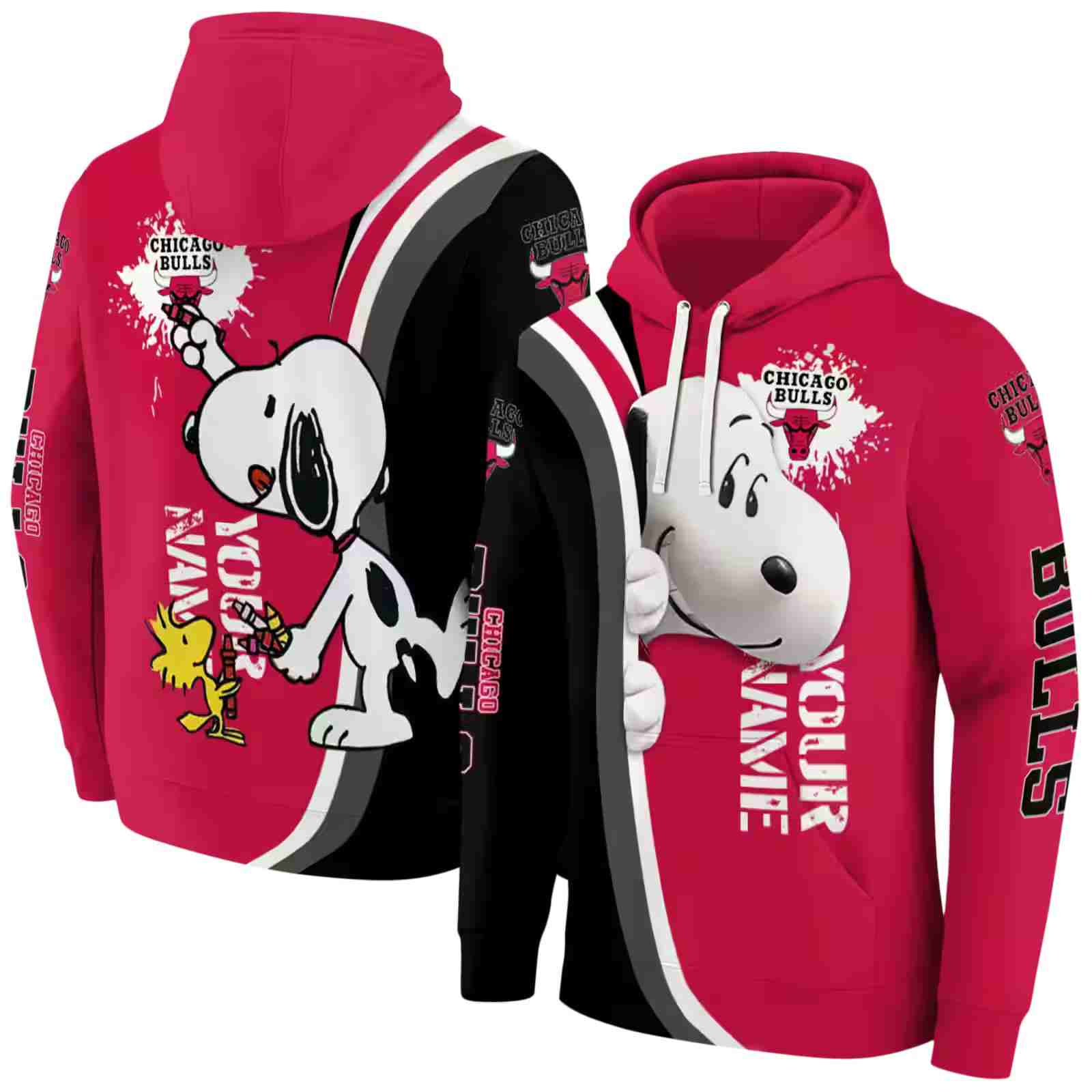 custom chicago bulls peeking snoopy red hoodie fashion forward