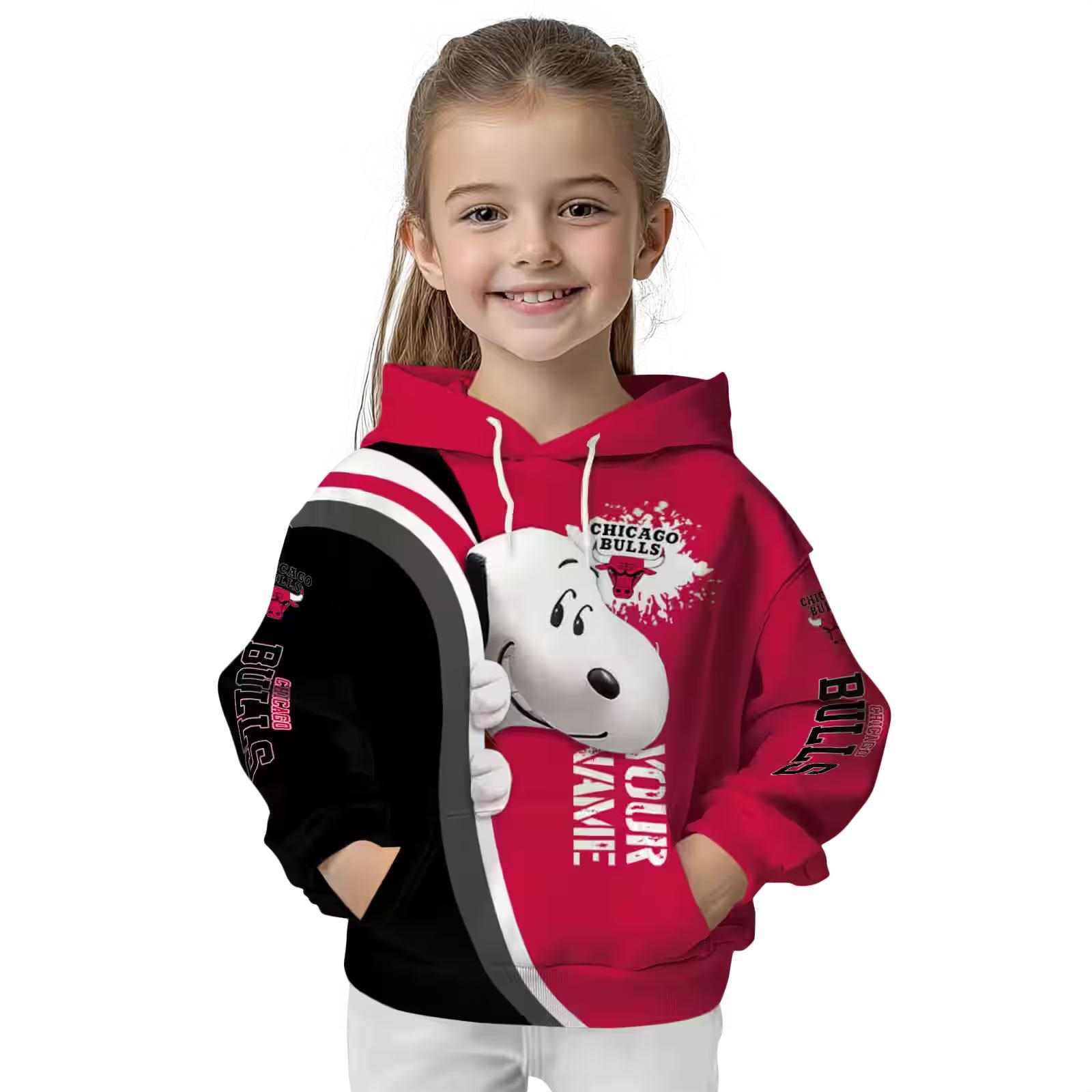 custom chicago bulls peeking snoopy red hoodie top rated