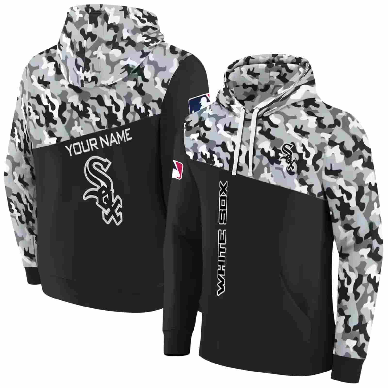 custom chicago white sox camo pattern black hoodie fashion forward