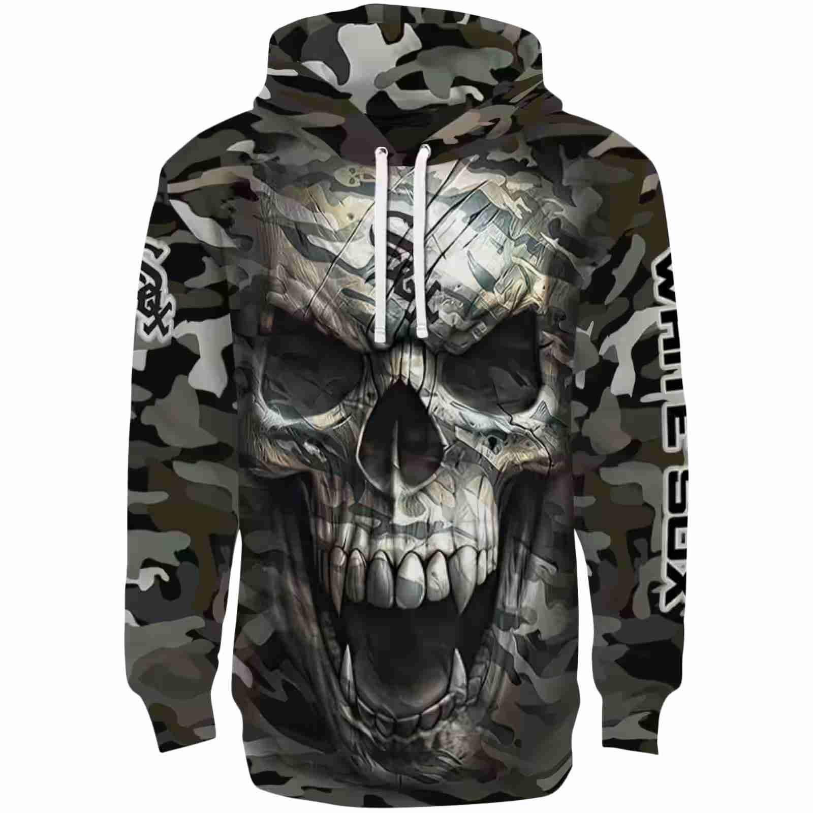 Custom Chicago White Sox Camo Skull Hoodie