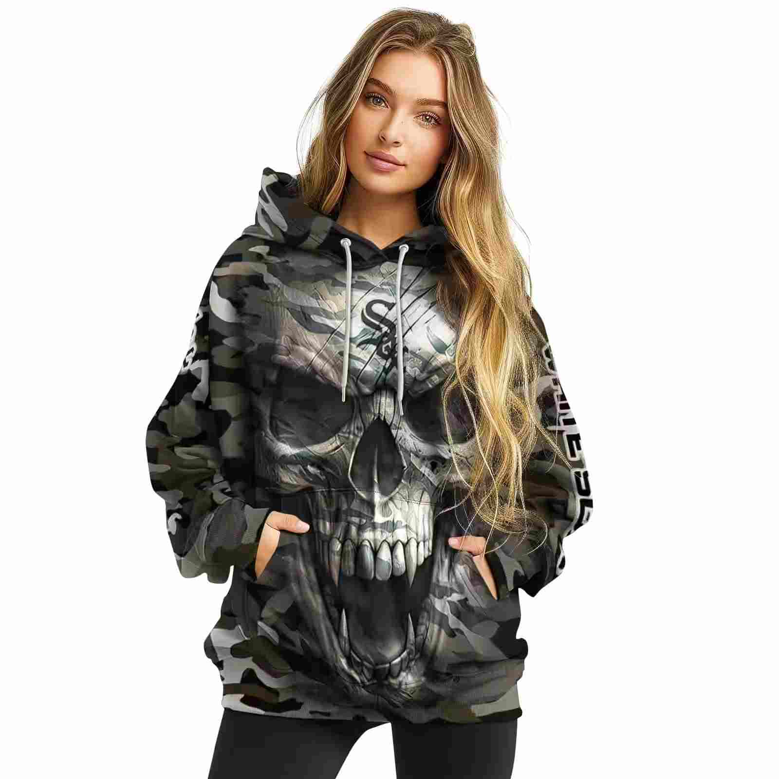 custom chicago white sox camo skull hoodie high quality