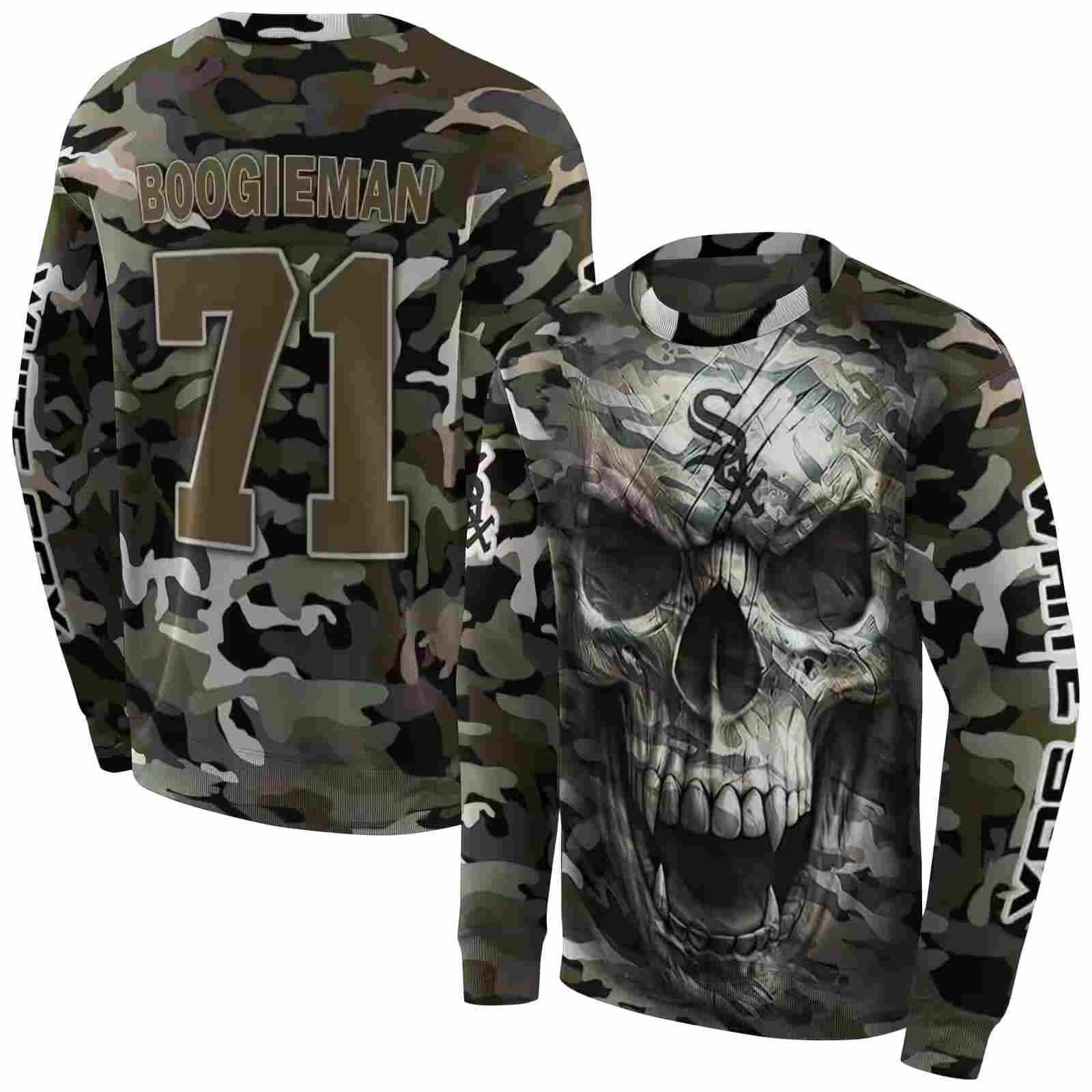 custom chicago white sox camo skull hoodie premium grade