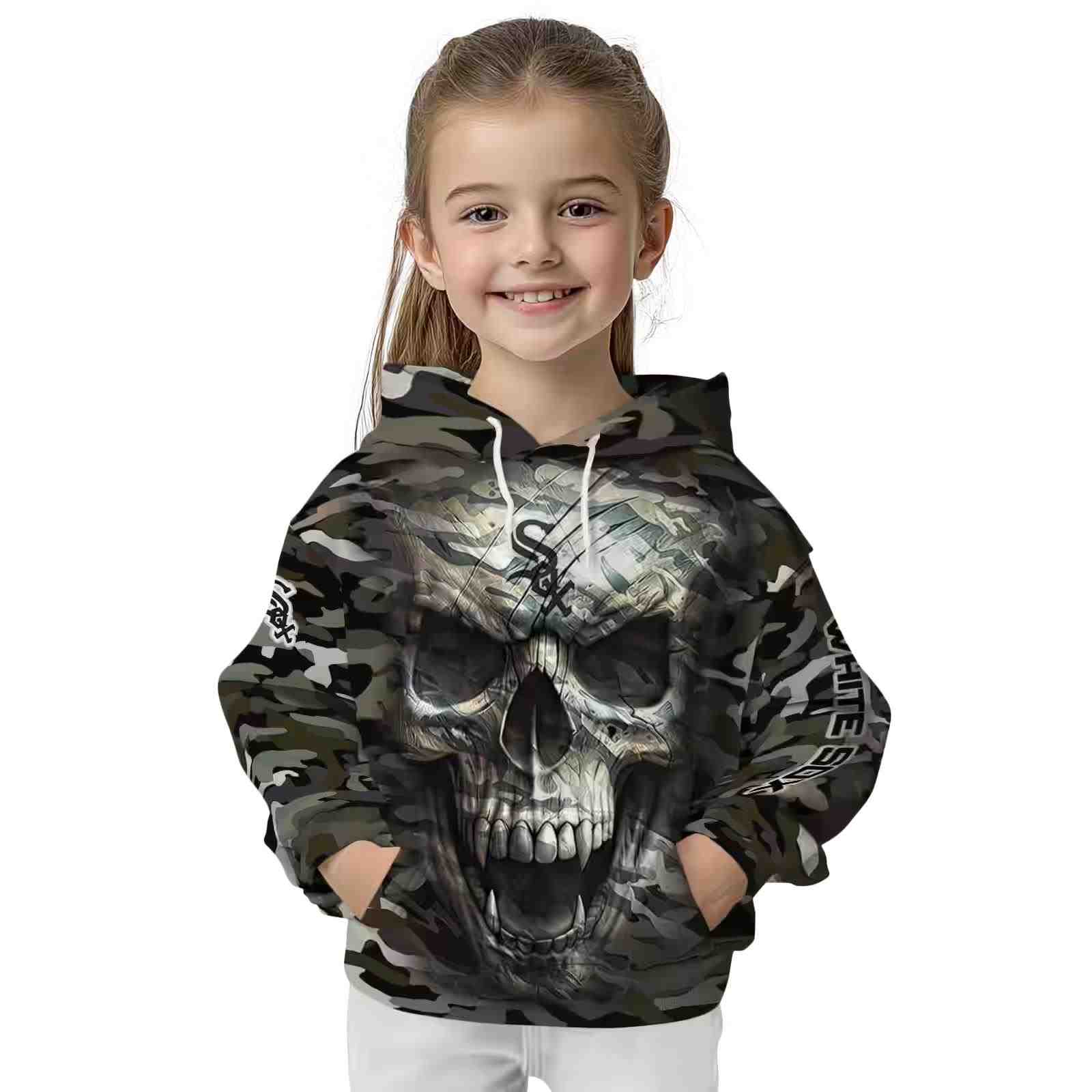 custom chicago white sox camo skull hoodie top rated