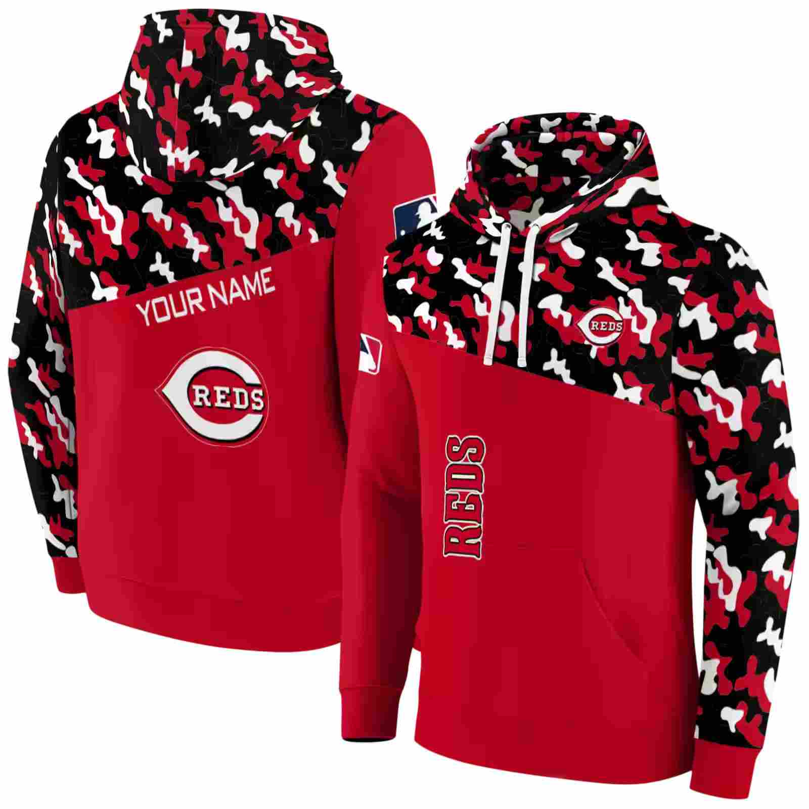 custom cincinnati reds camo pattern red hoodie fashion forward