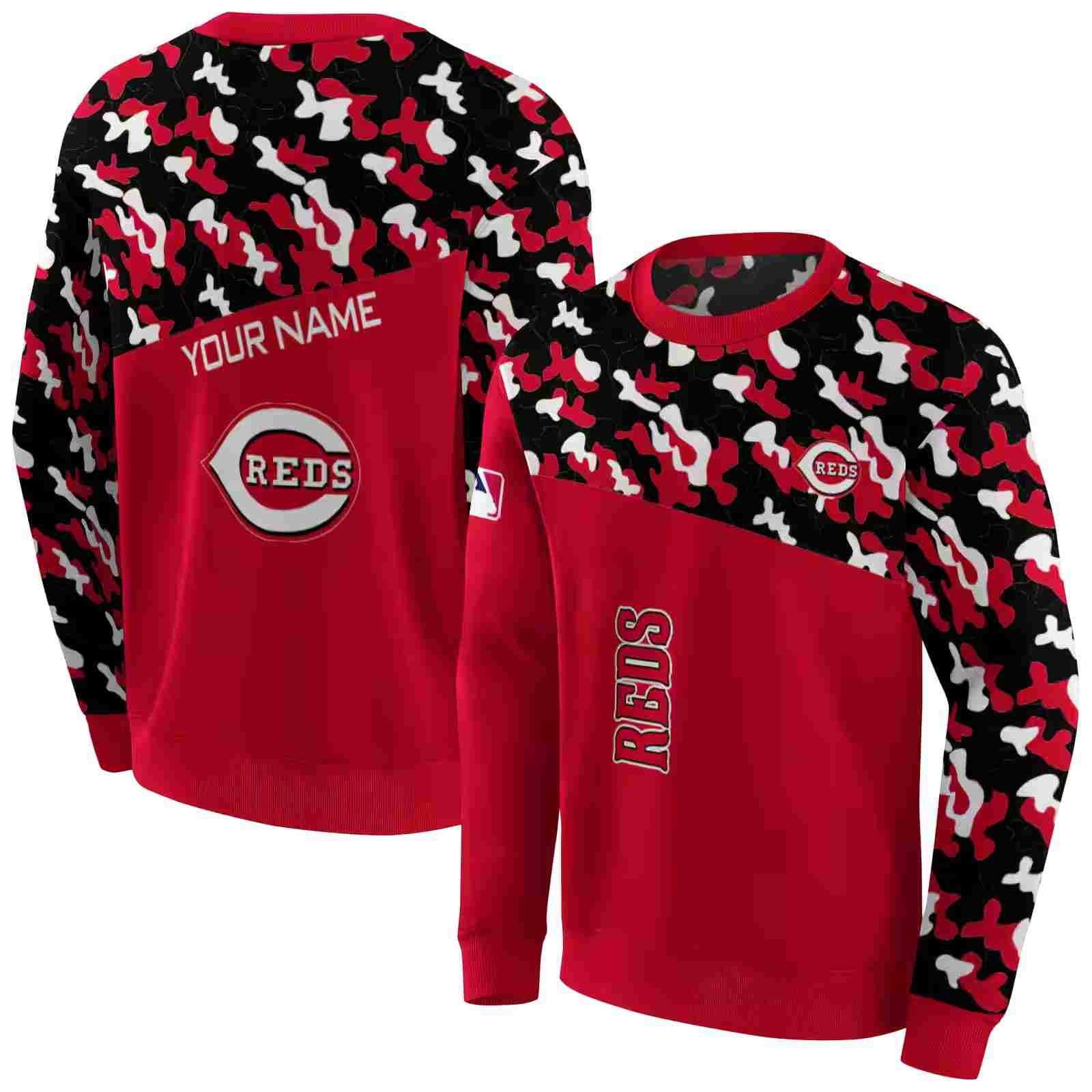 custom cincinnati reds camo pattern red hoodie premium grade