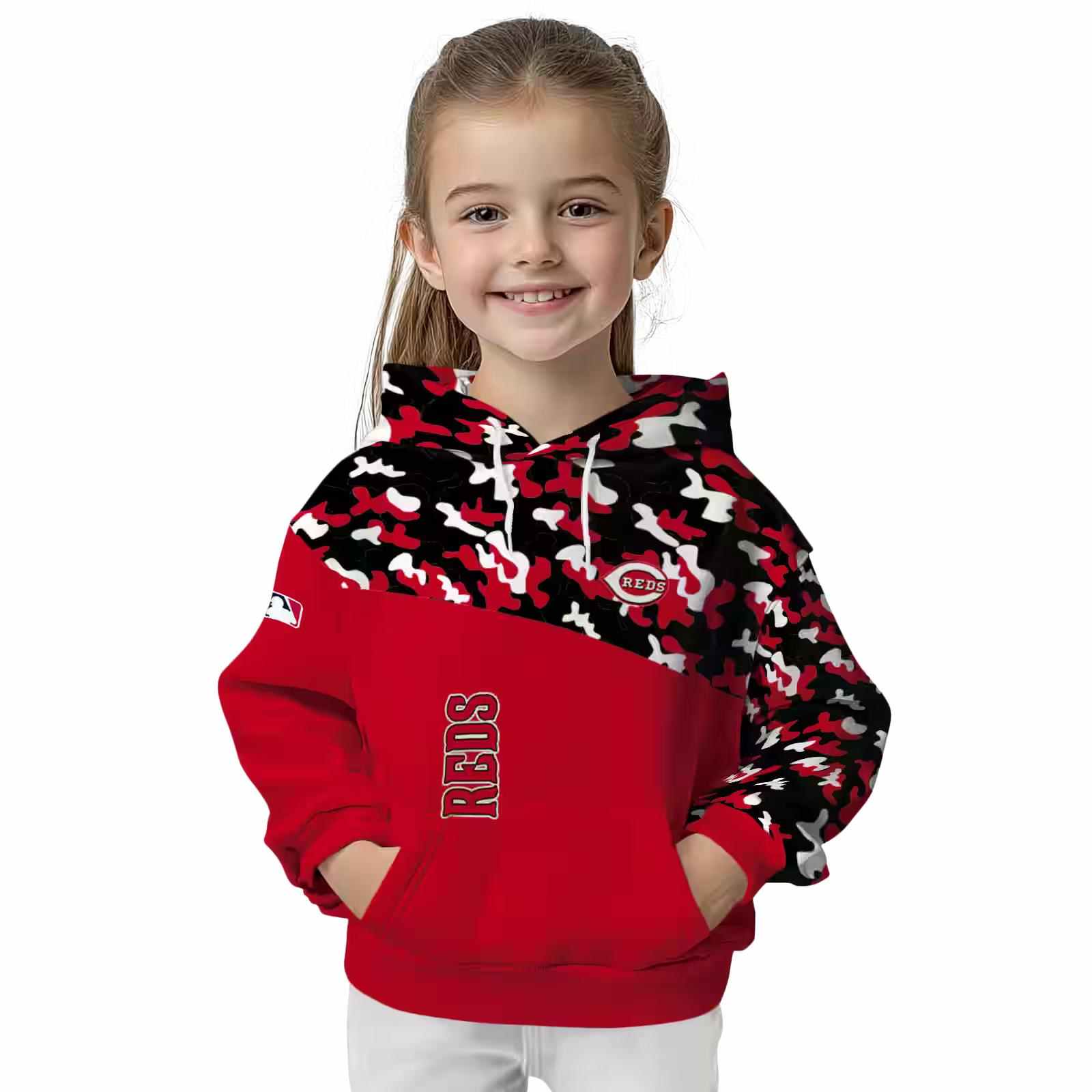 custom cincinnati reds camo pattern red hoodie top rated