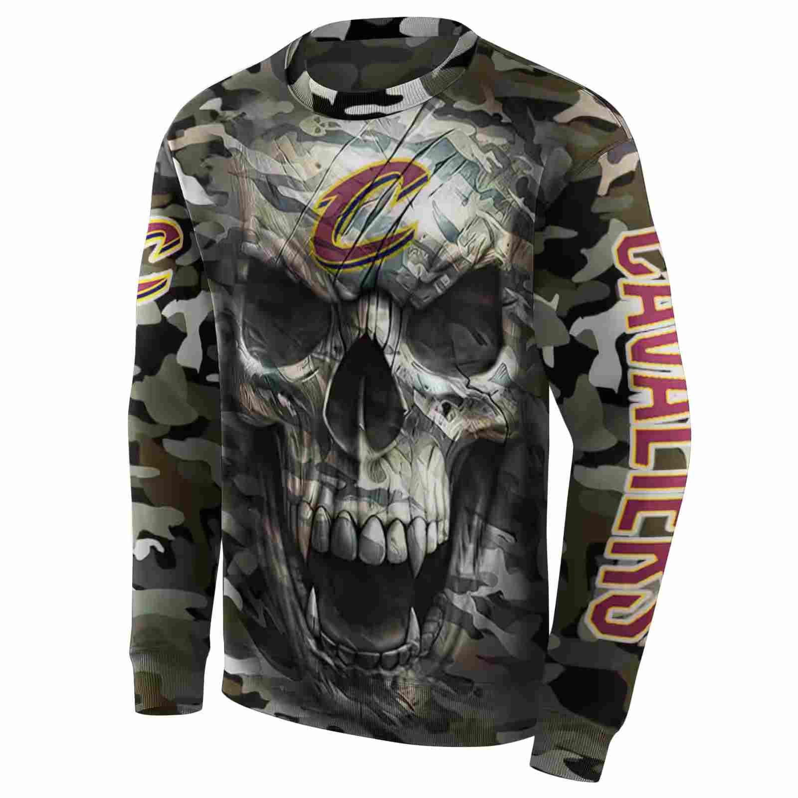 custom cleveland cavaliers camo skull hoodie new arrival