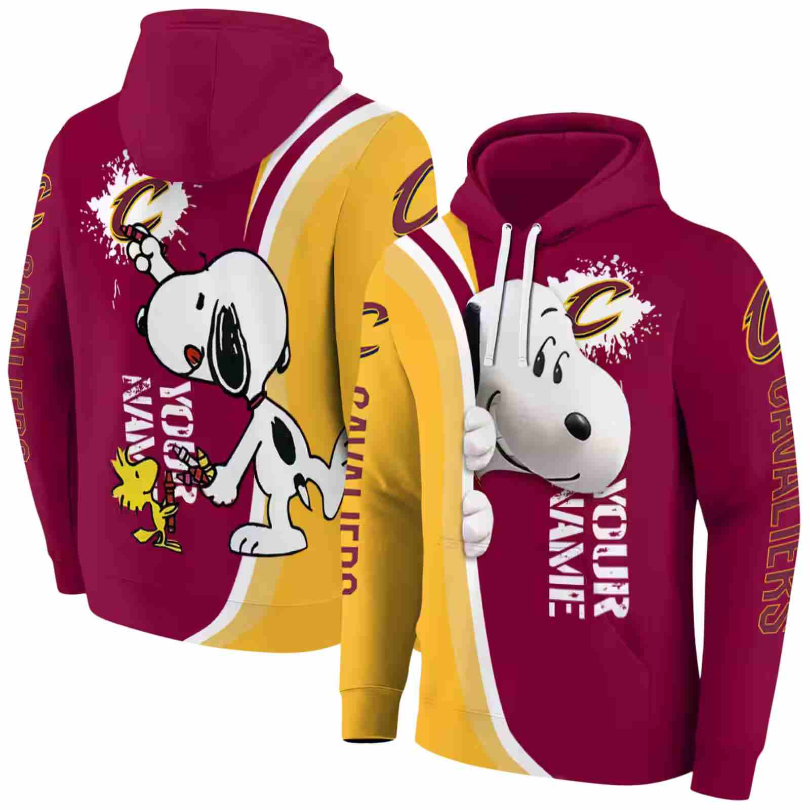 custom cleveland cavaliers peeking snoopy wine hoodie fashion forward