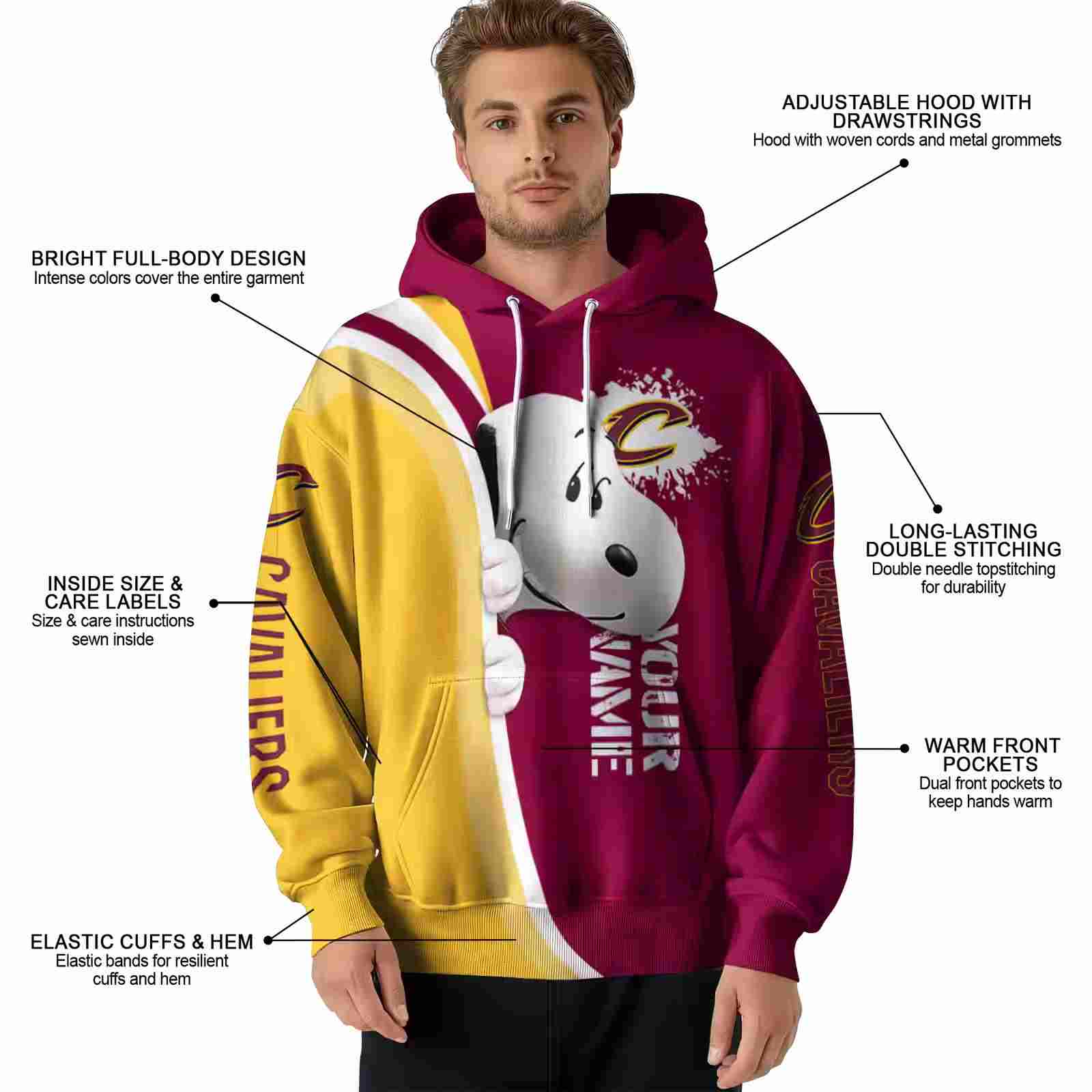 custom cleveland cavaliers peeking snoopy wine hoodie latest model