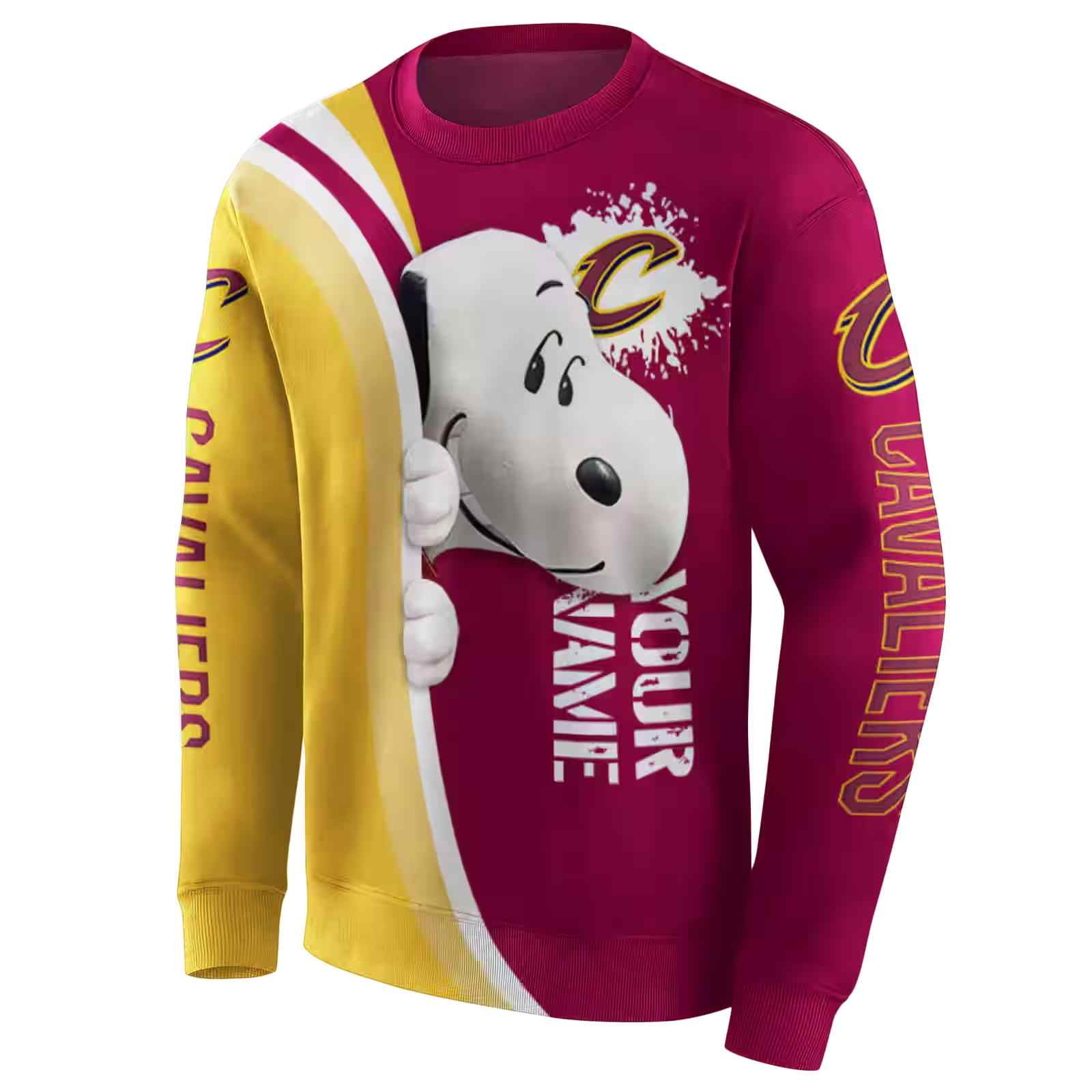 custom cleveland cavaliers peeking snoopy wine hoodie new arrival