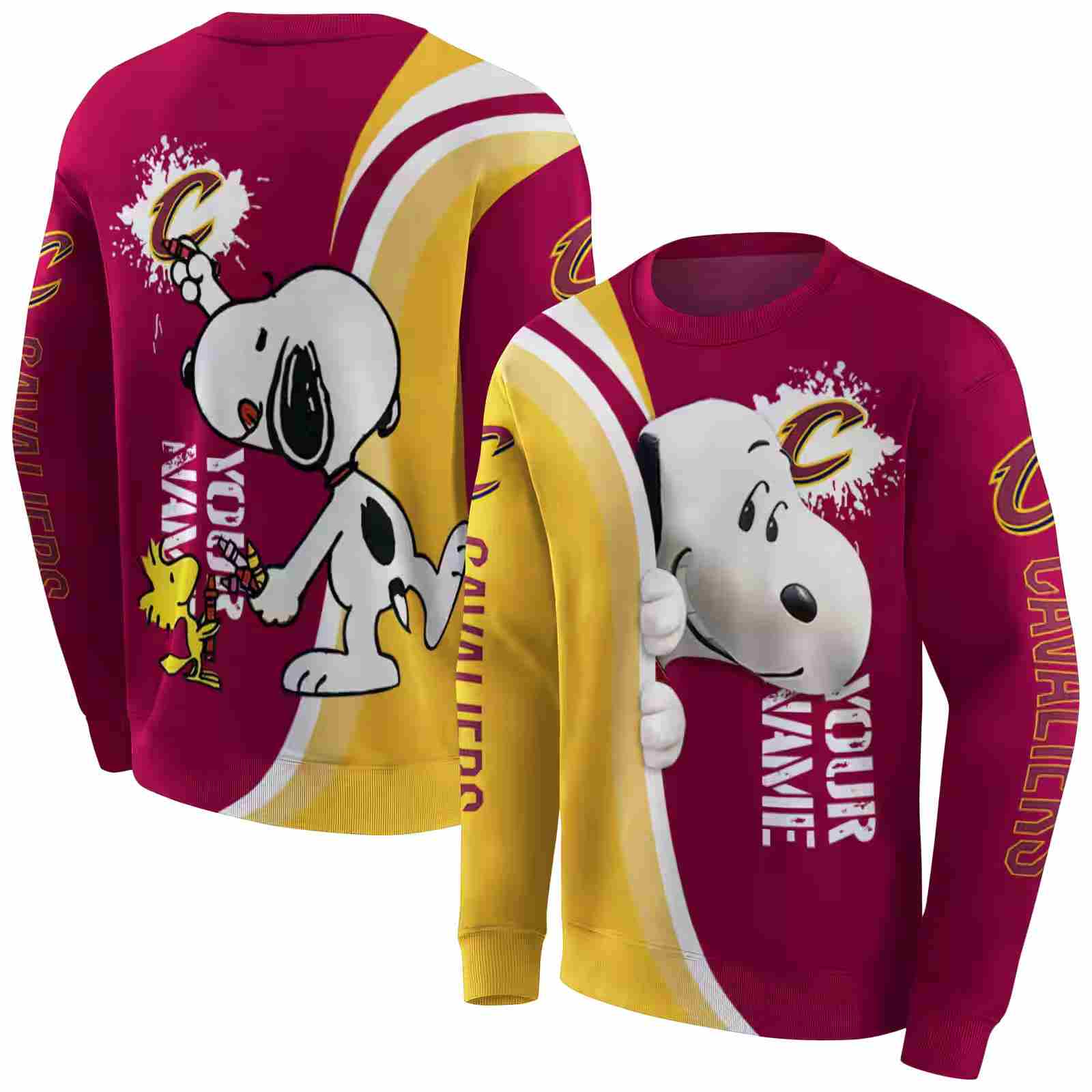 custom cleveland cavaliers peeking snoopy wine hoodie premium grade