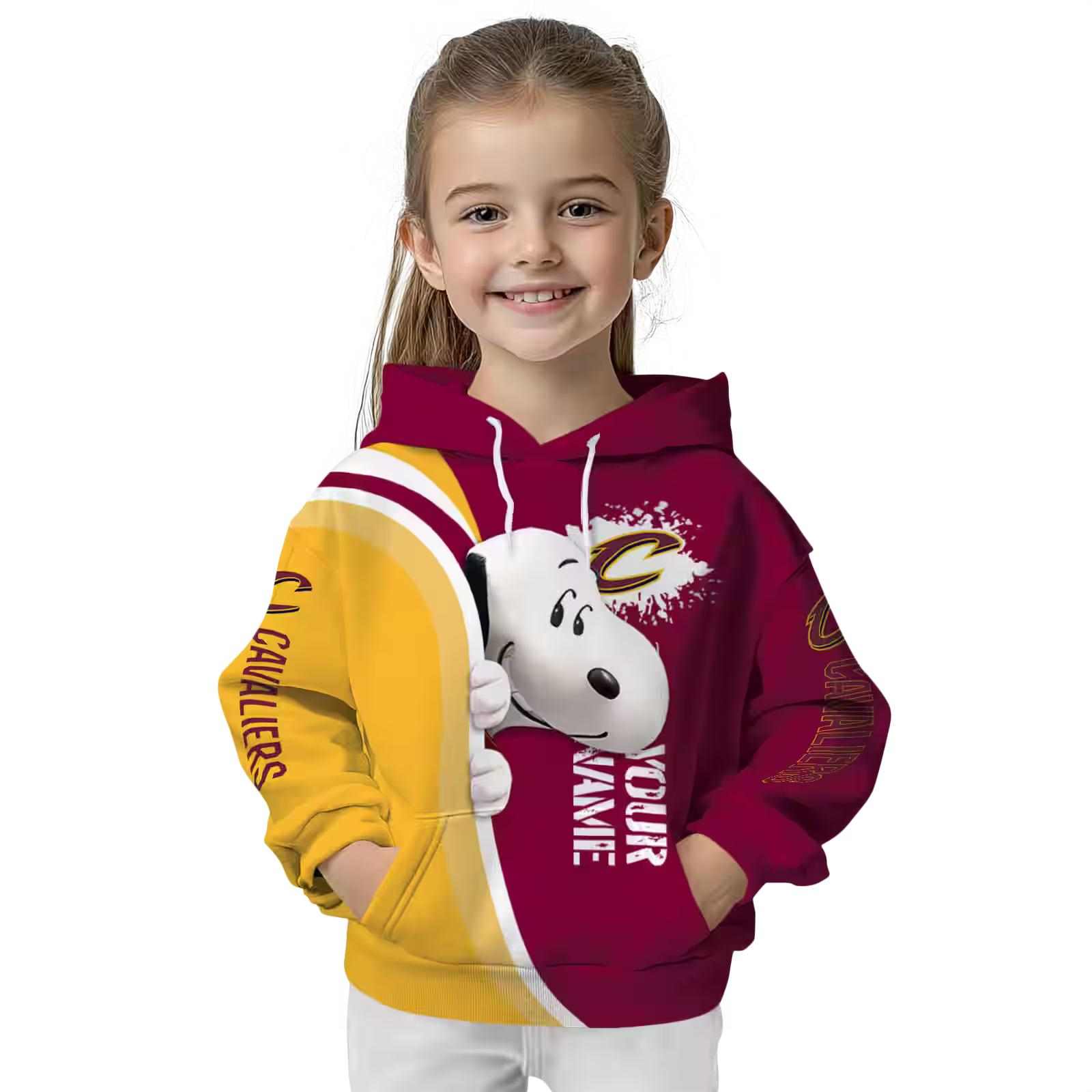 custom cleveland cavaliers peeking snoopy wine hoodie top rated