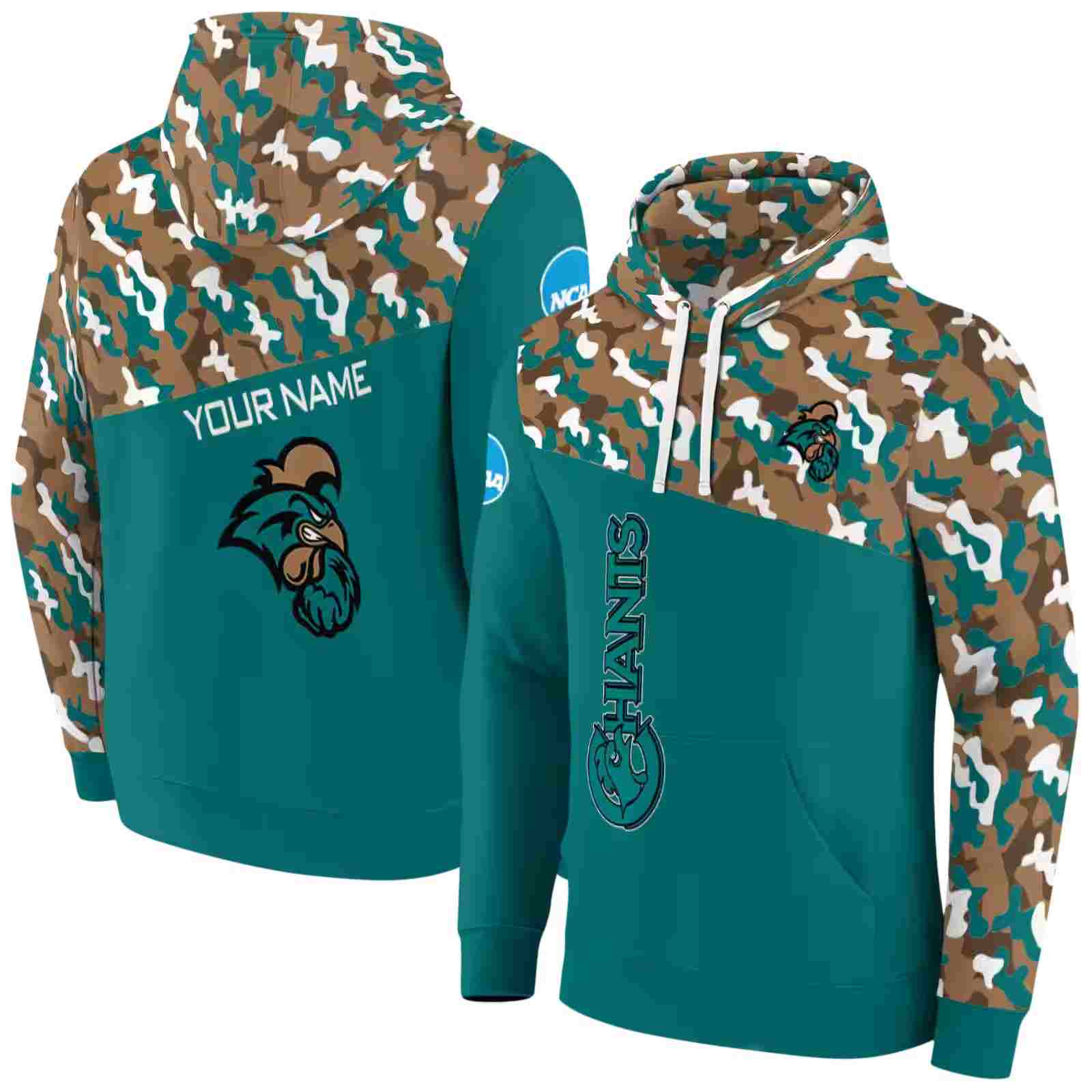 custom coastal carolina chanticleers camo pattern green hoodie fashion forward
