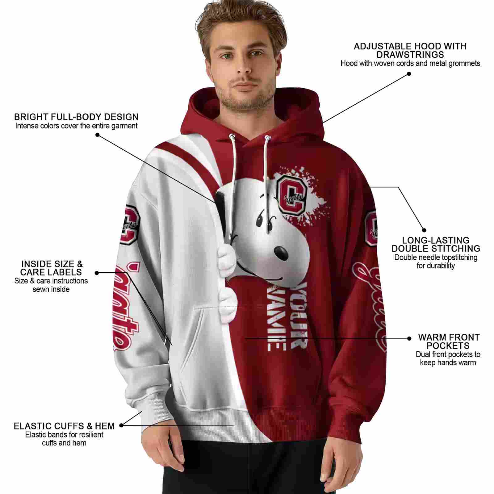 custom colgate raiders peeking snoopy maroon hoodie latest model