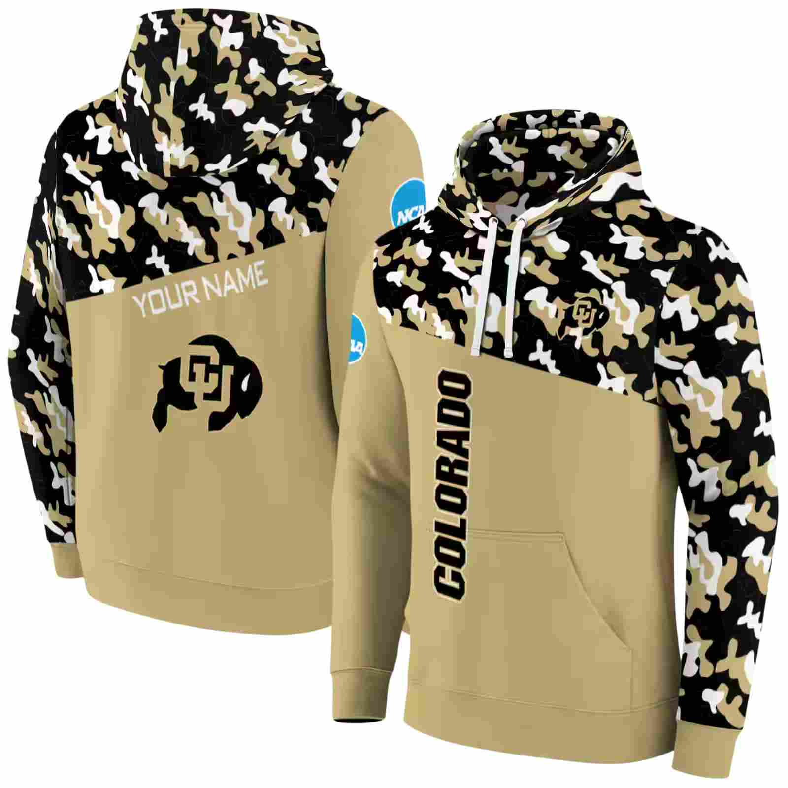 custom colorado buffaloes camo pattern gold hoodie fashion forward