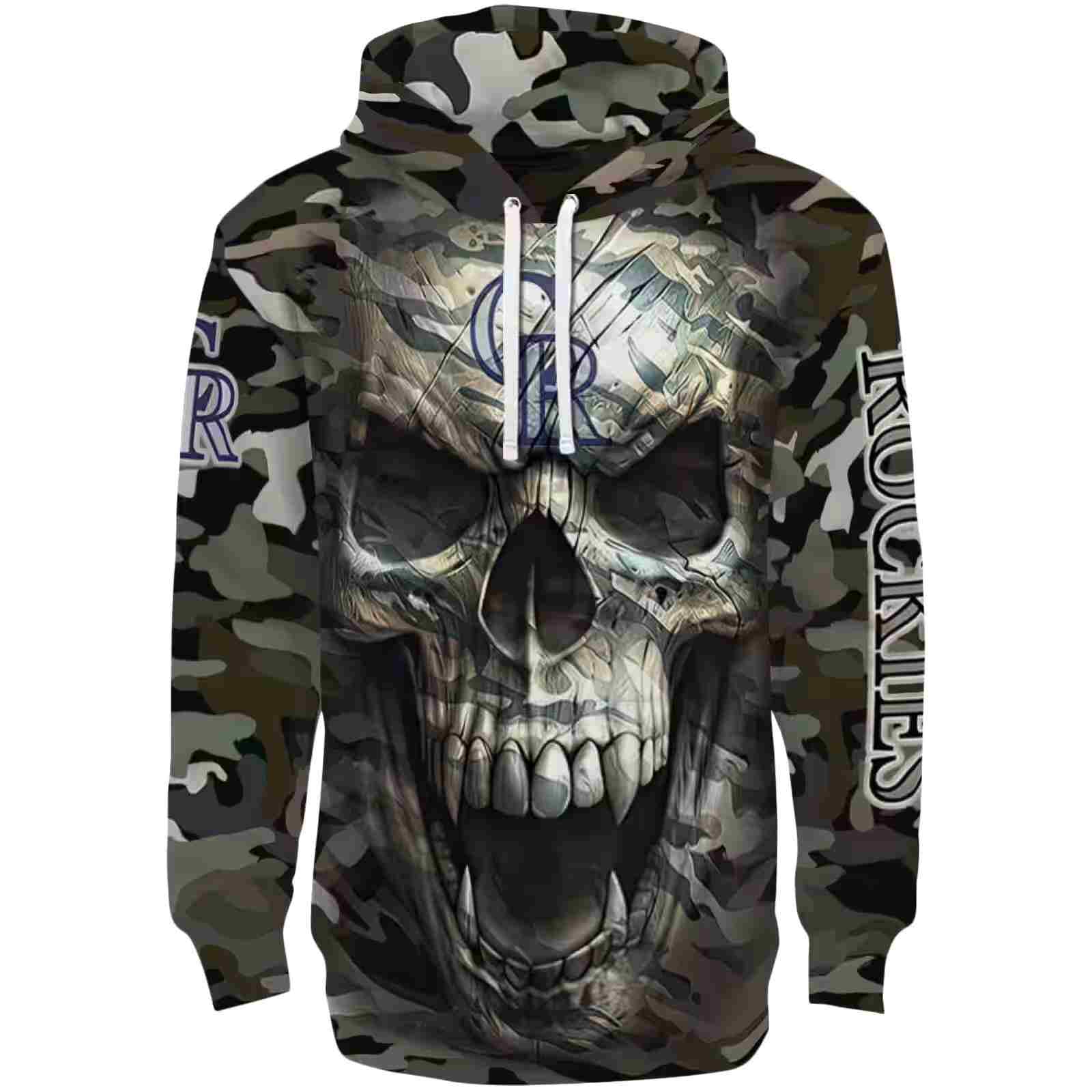 Custom Colorado Rockies Camo Skull Hoodie