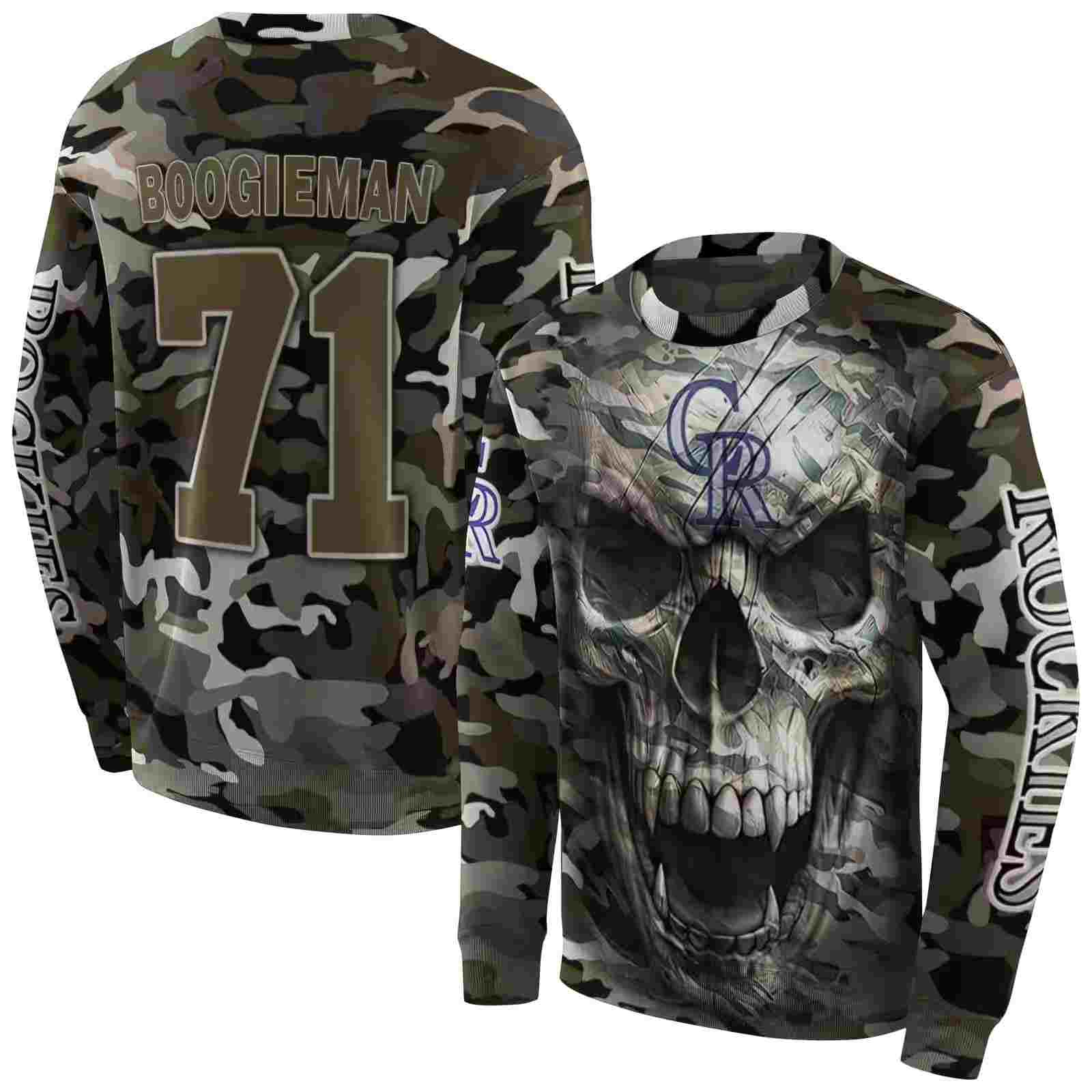 custom colorado rockies camo skull hoodie premium grade