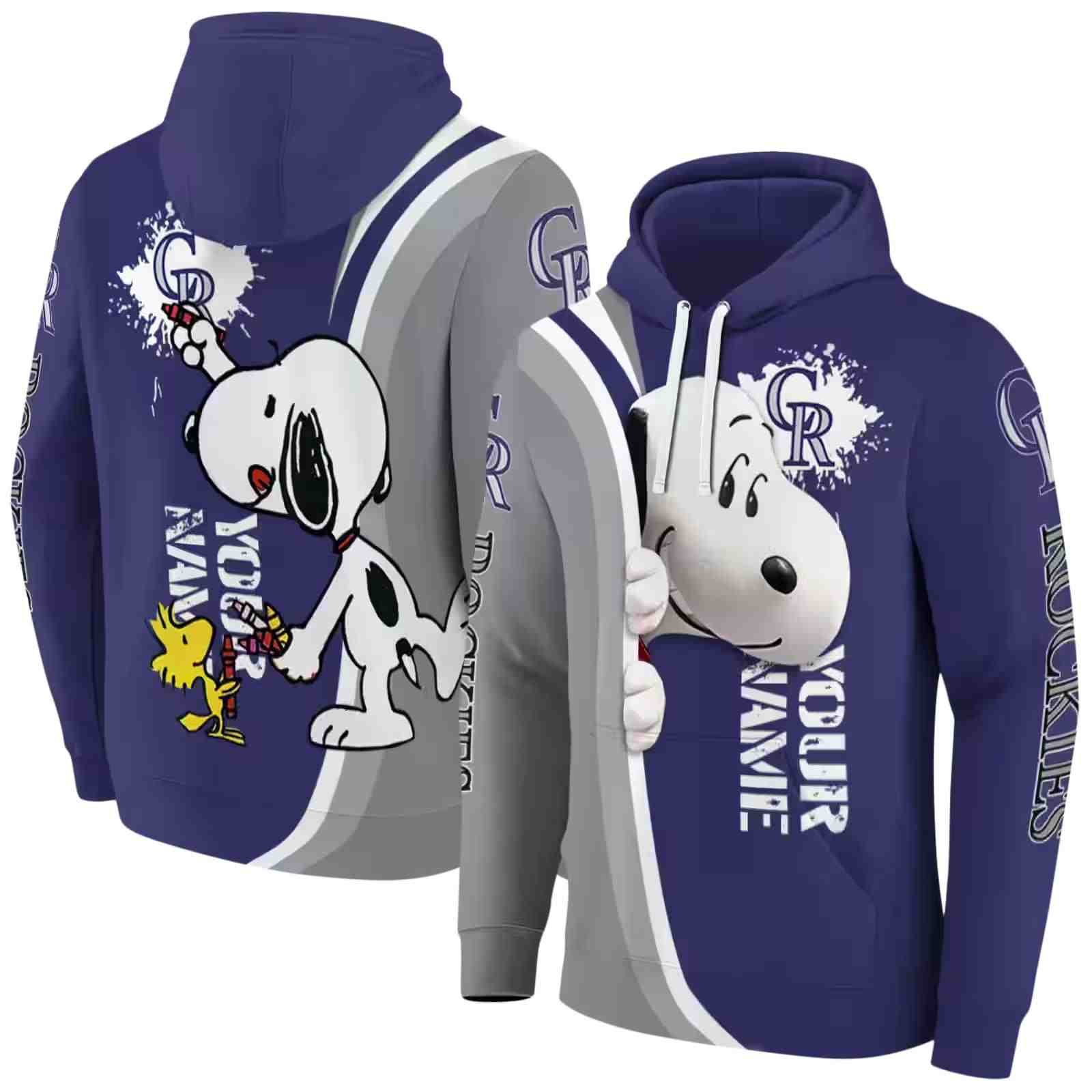 custom colorado rockies peeking snoopy blue hoodie fashion forward