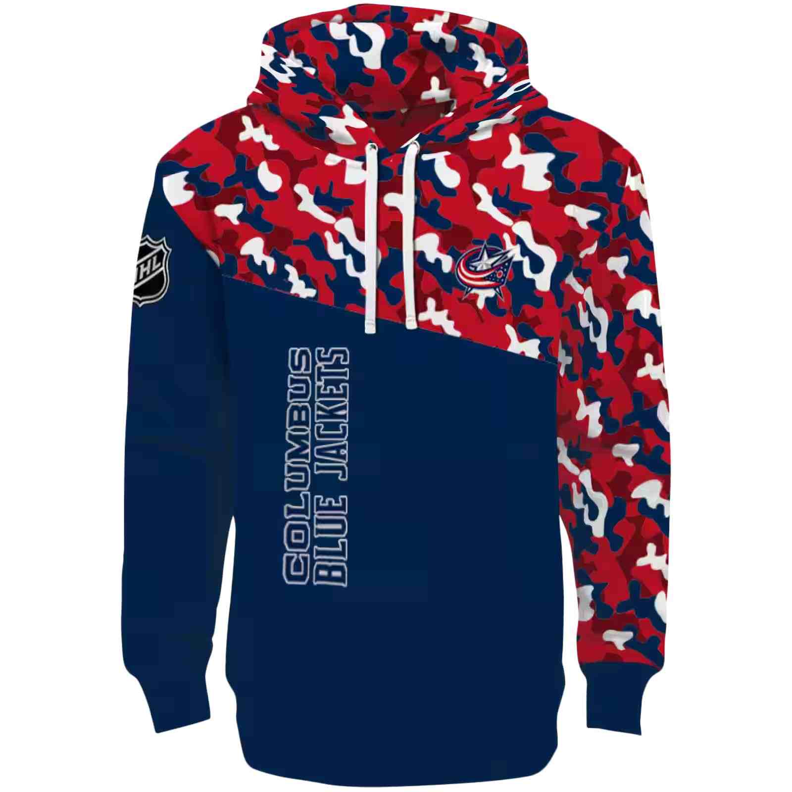 Custom Columbus Blue Jackets Camo Pattern Navy Blue Hoodie