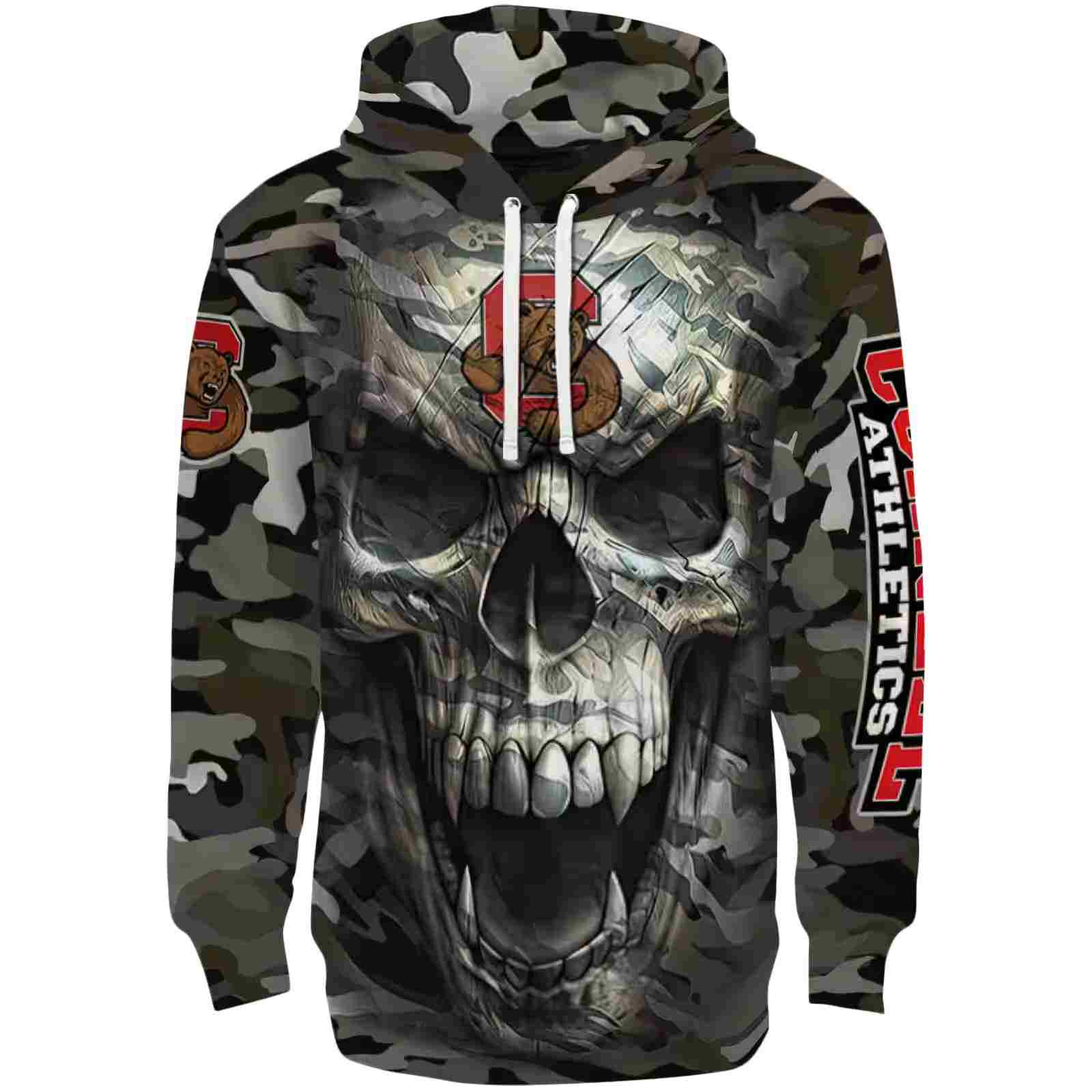 Custom Cornell Big Red Camo Skull Hoodie