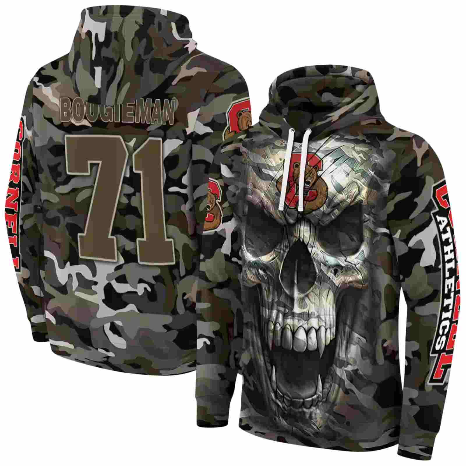 custom cornell big red camo skull hoodie fashion forward