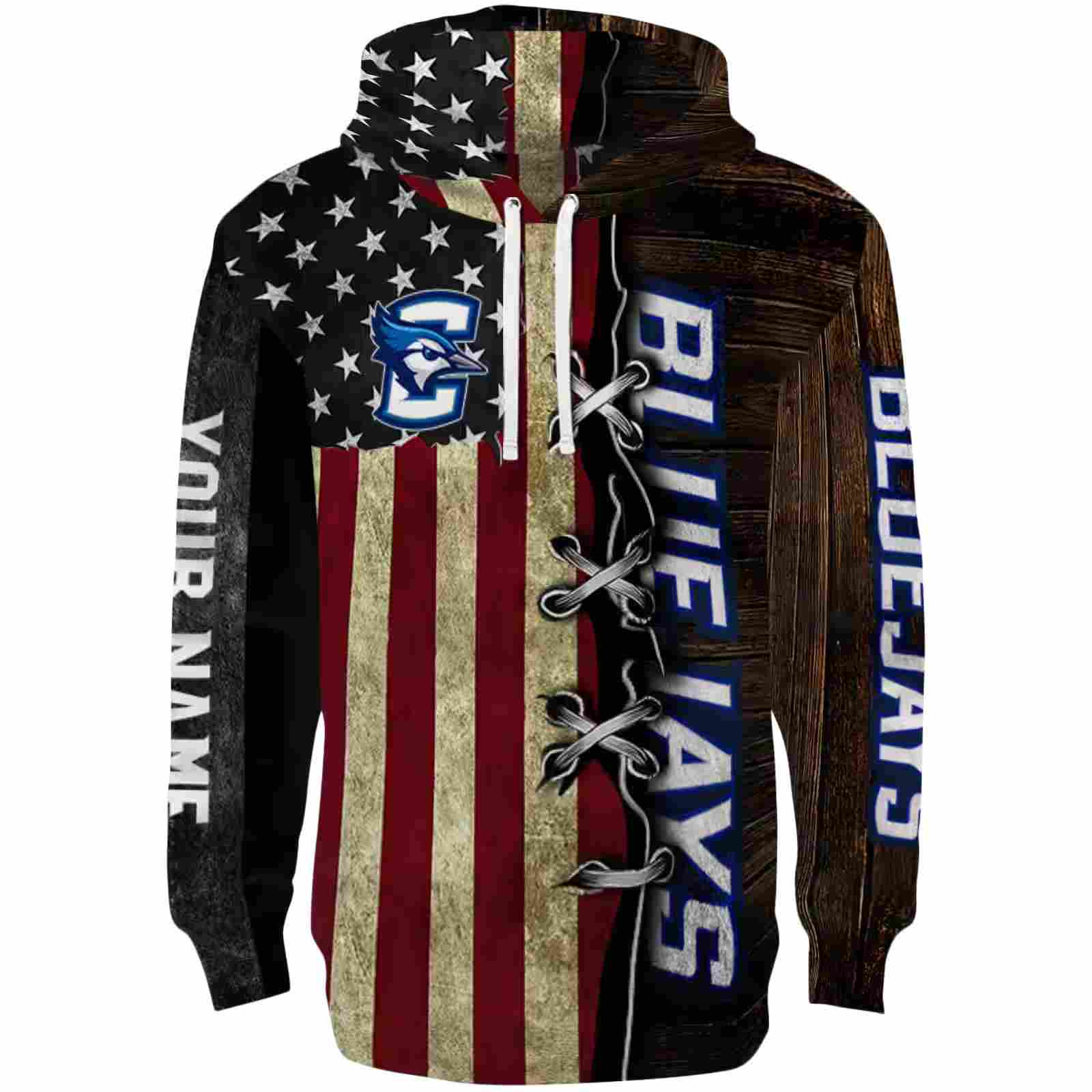 Custom Creighton Bluejays American Pride Hoodie