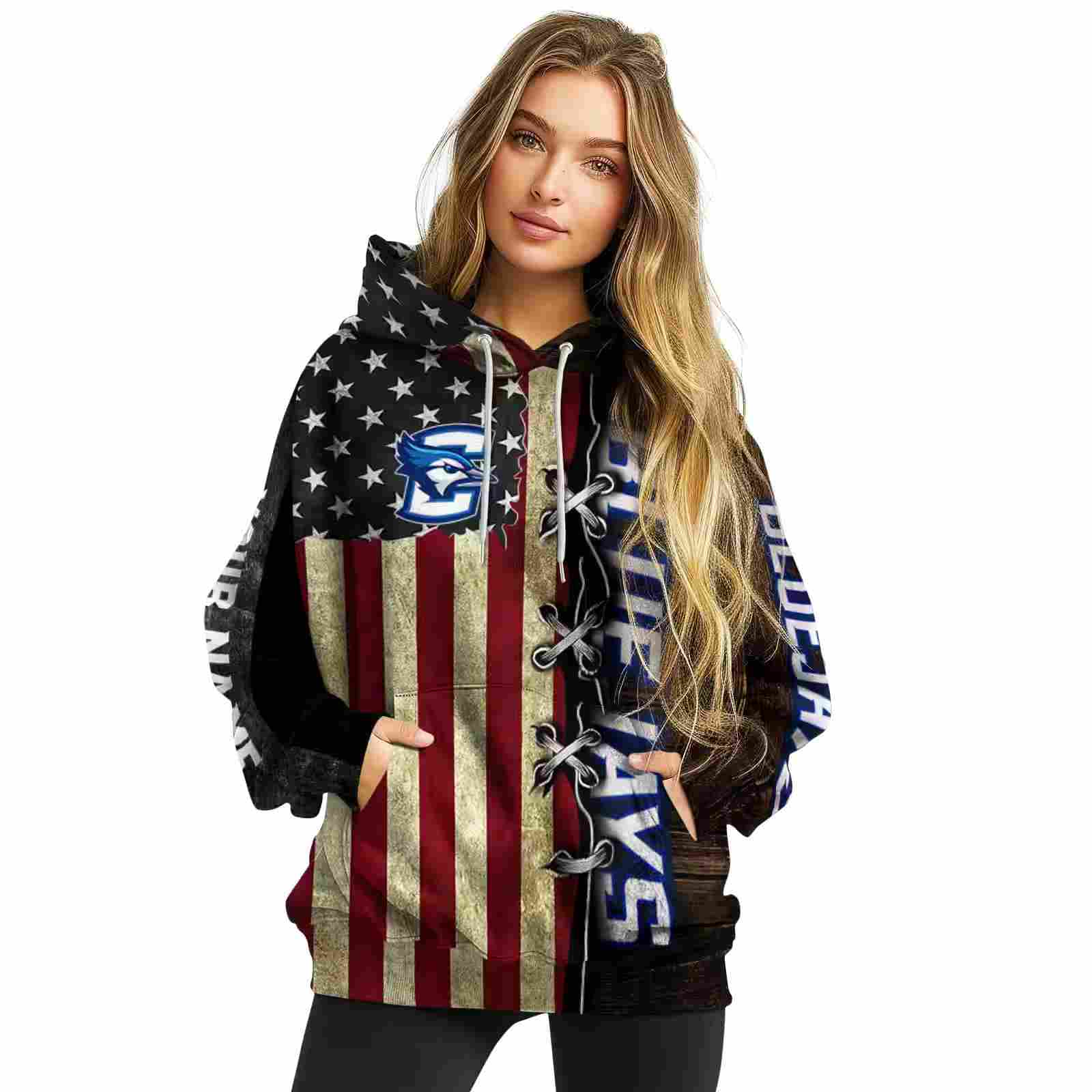 custom creighton bluejays american pride hoodie high quality