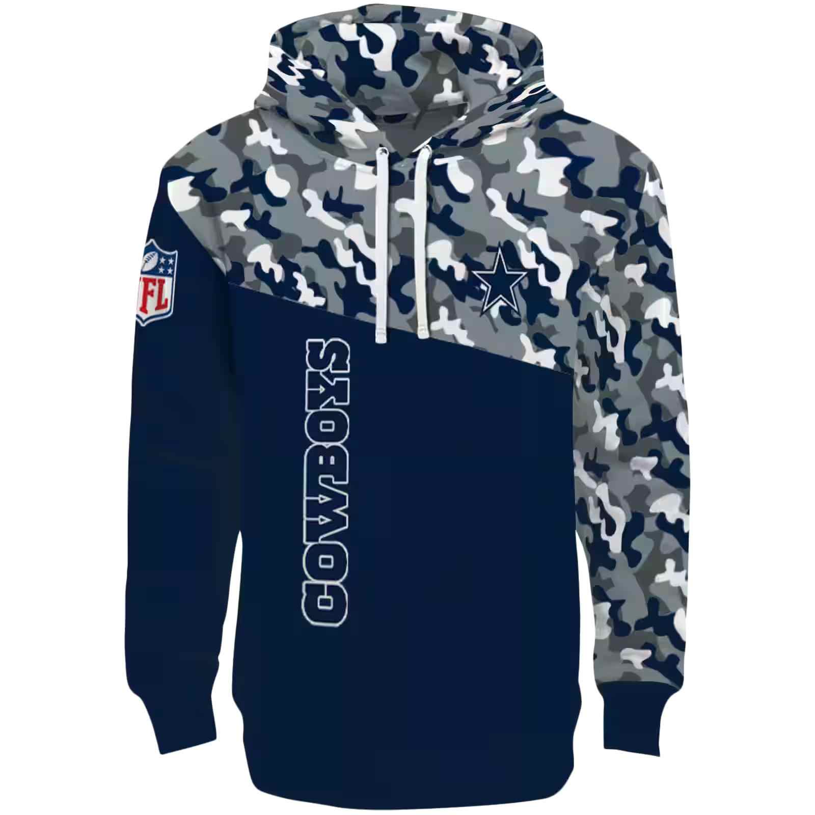 Custom Dallas Cowboys Camo Pattern Blue Hoodie