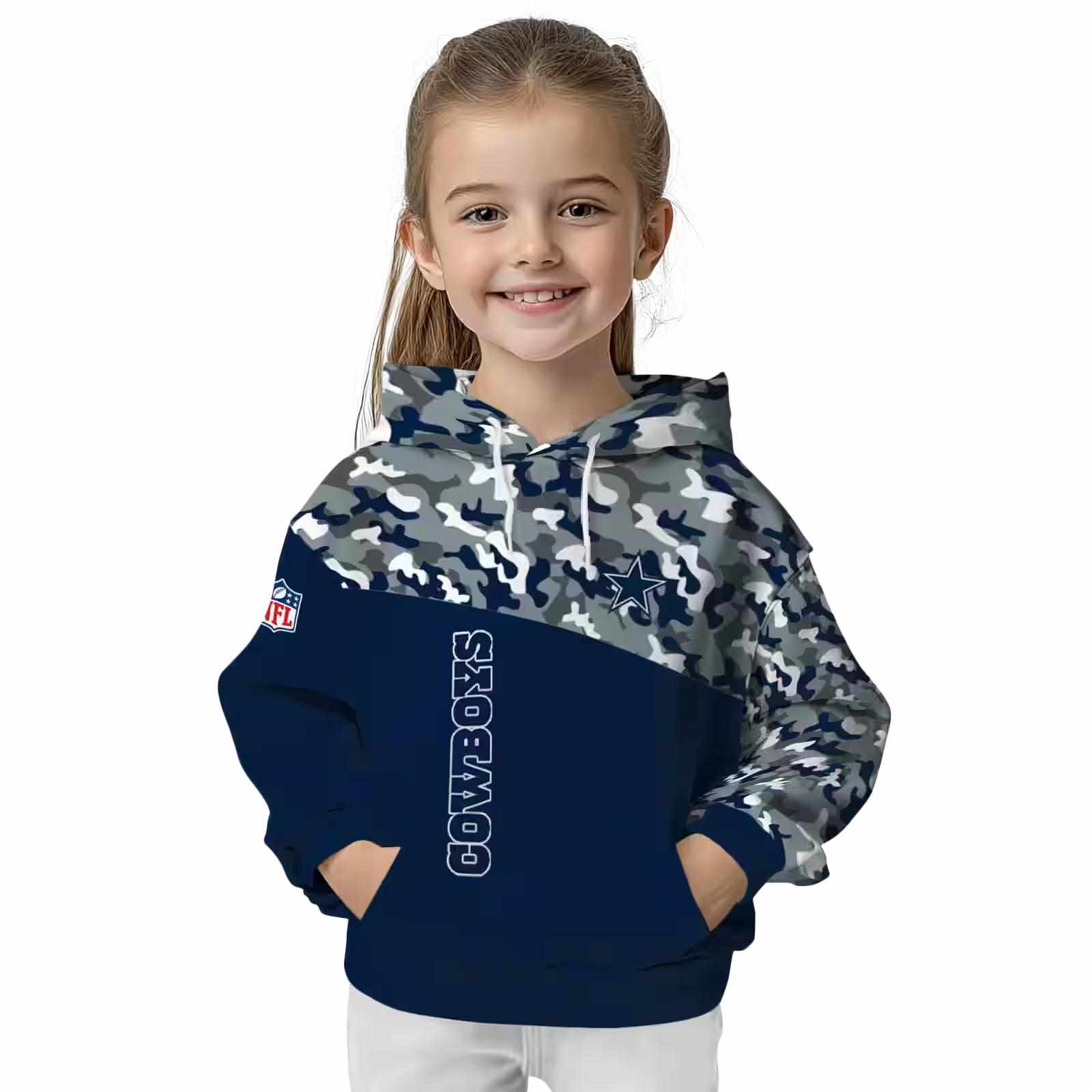 custom dallas cowboys camo pattern blue hoodie top rated