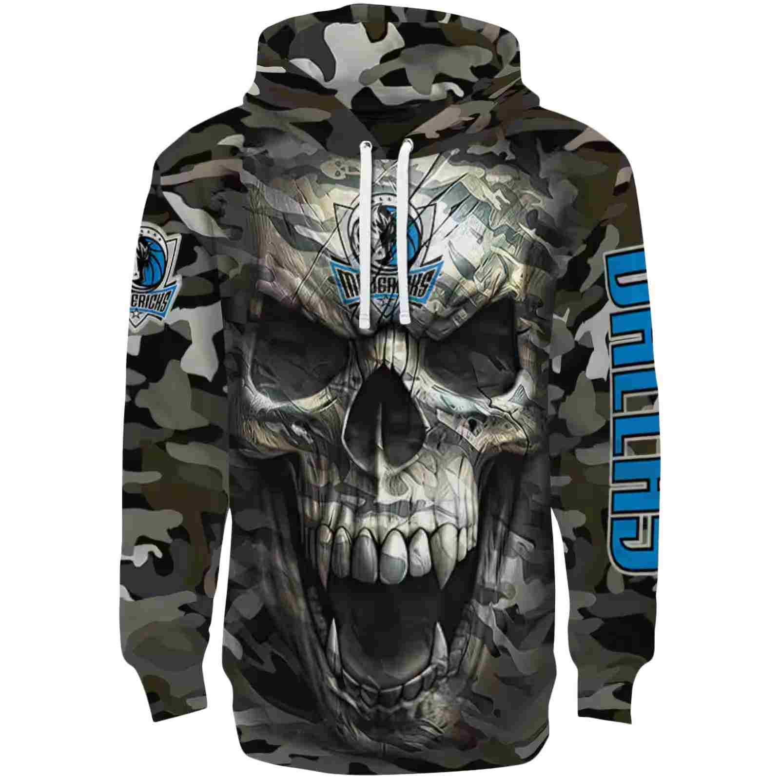 Custom Dallas Mavericks Camo Skull Hoodie