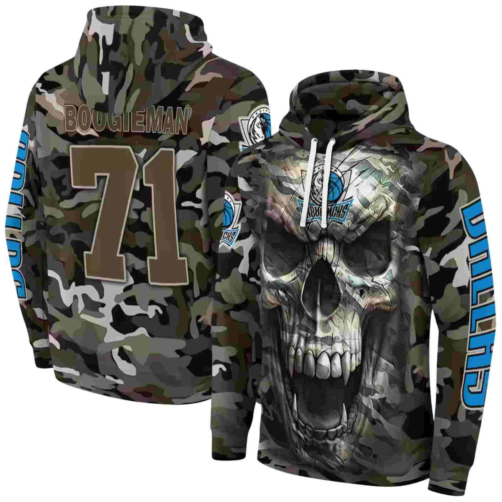 custom dallas mavericks camo skull hoodie fashion forward