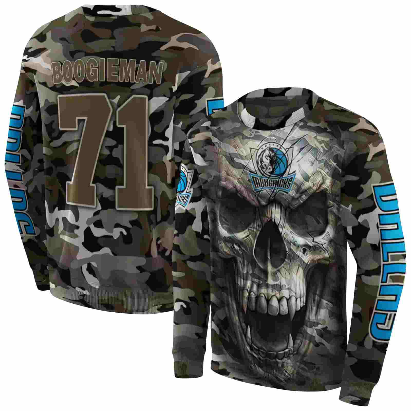 custom dallas mavericks camo skull hoodie premium grade