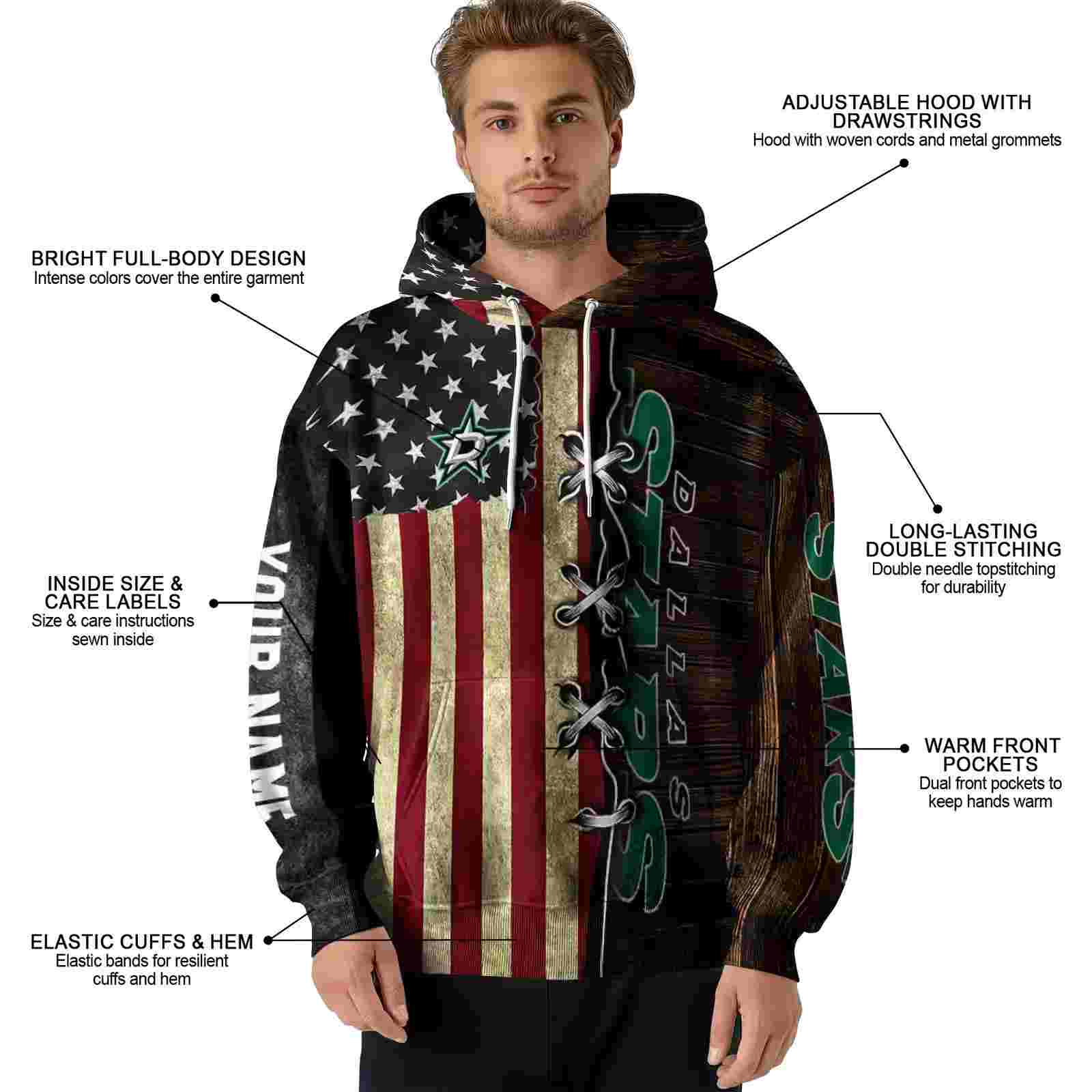 custom dallas stars american pride hoodie latest model