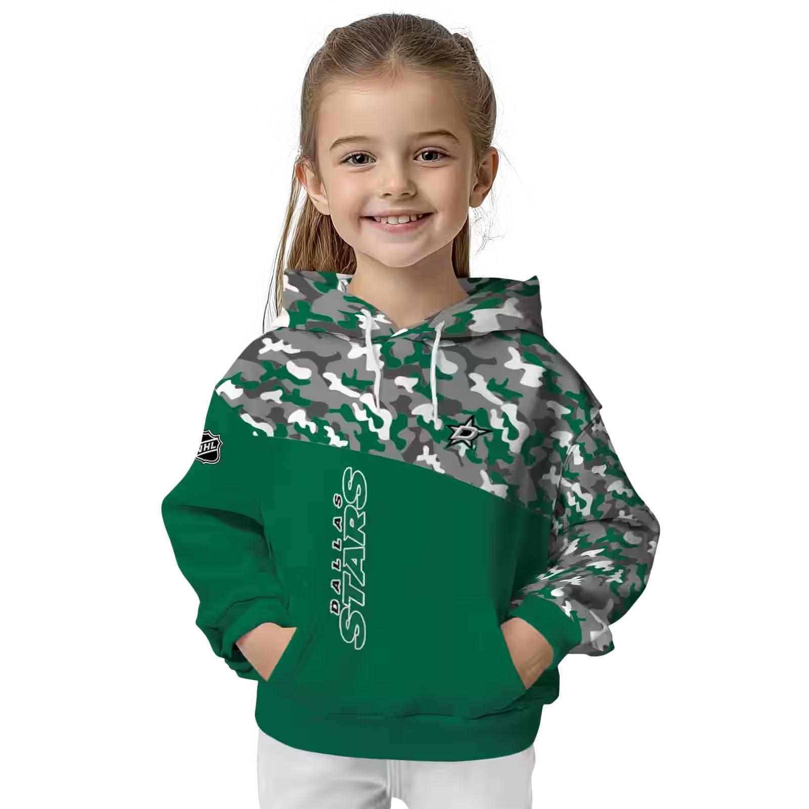 custom dallas stars camo pattern green hoodie top rated