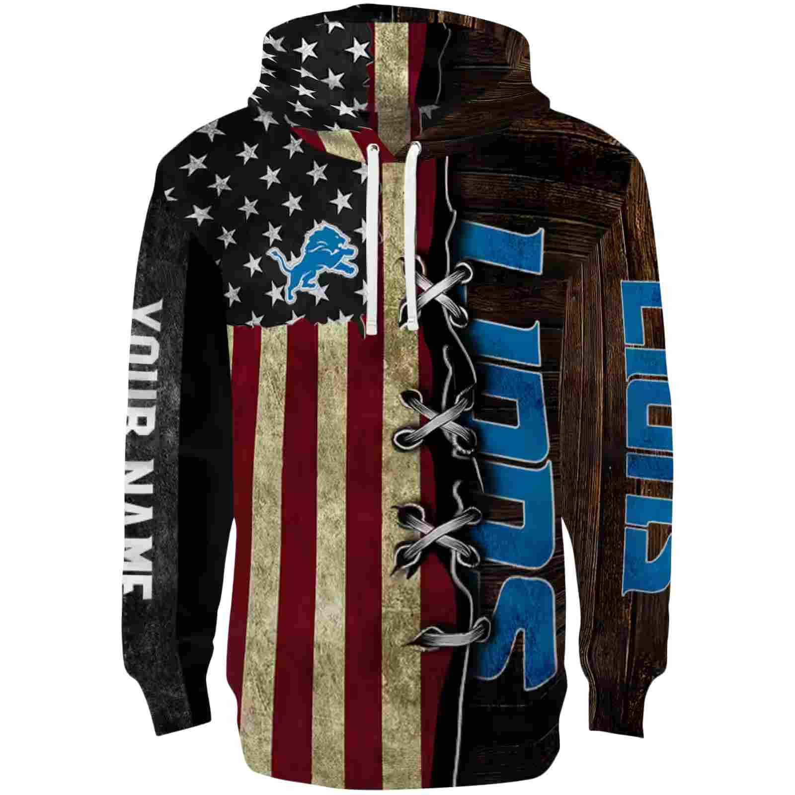 Custom Detroit Lions American Pride Hoodie