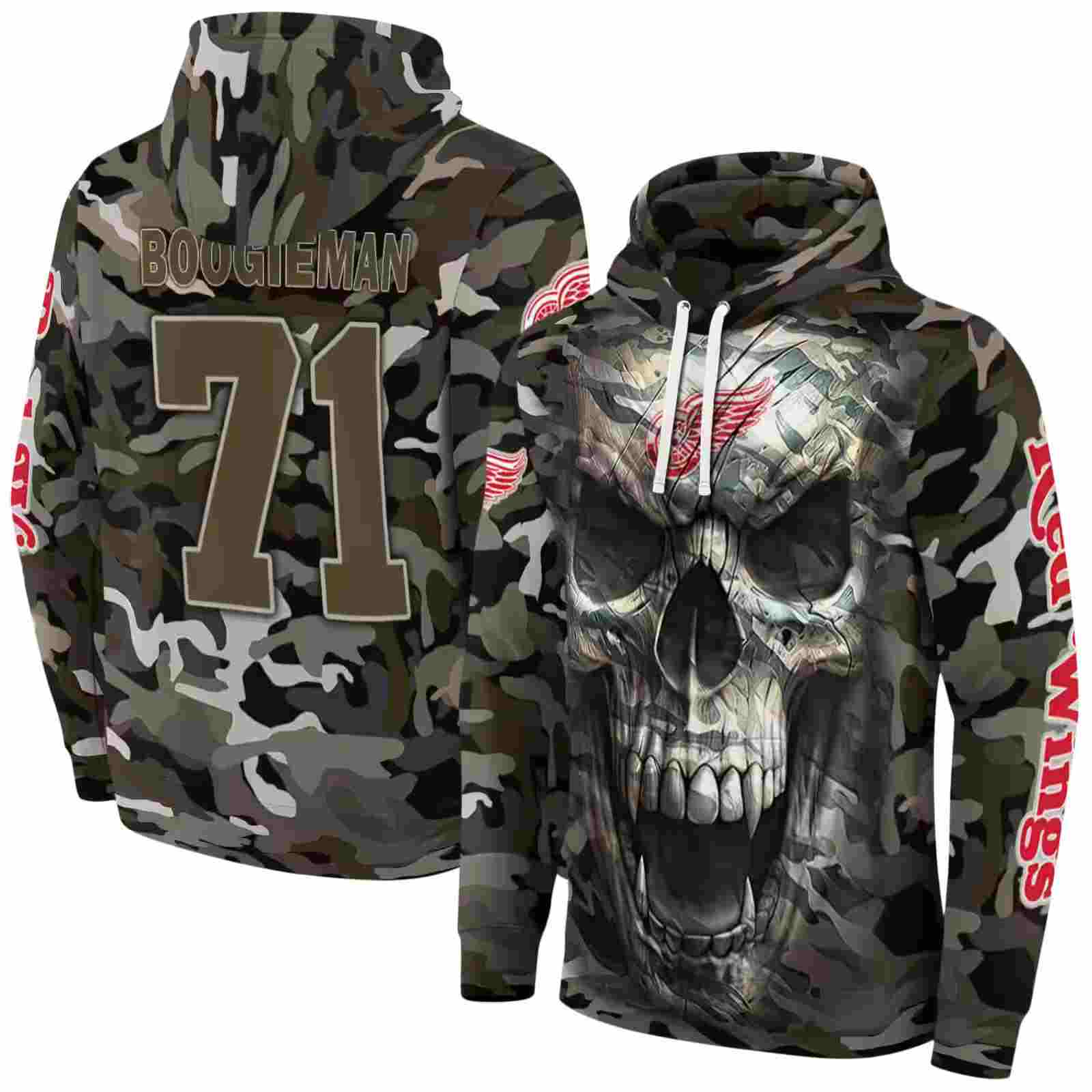 custom detroit red wings camo skull hoodie fashion forward