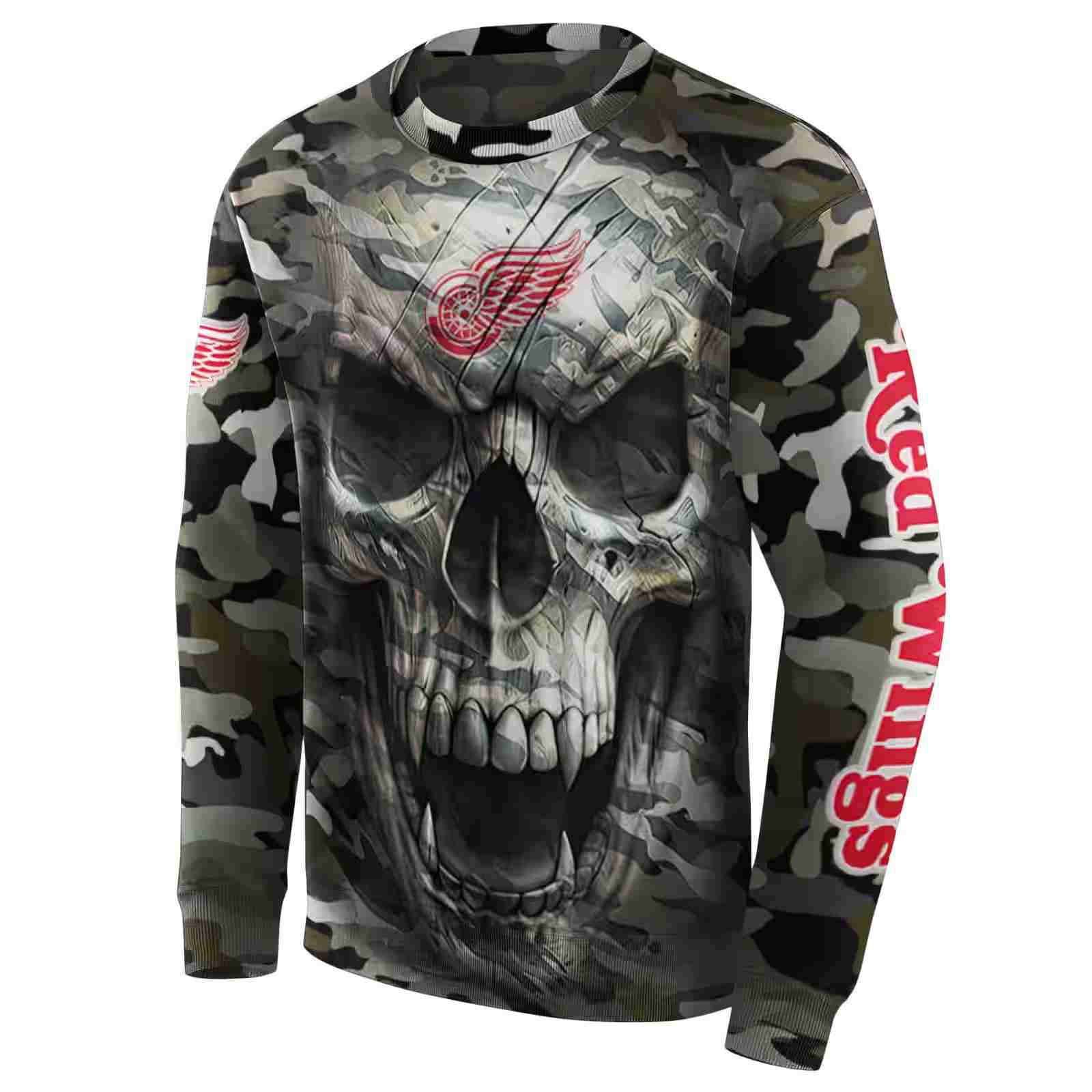 custom detroit red wings camo skull hoodie new arrival