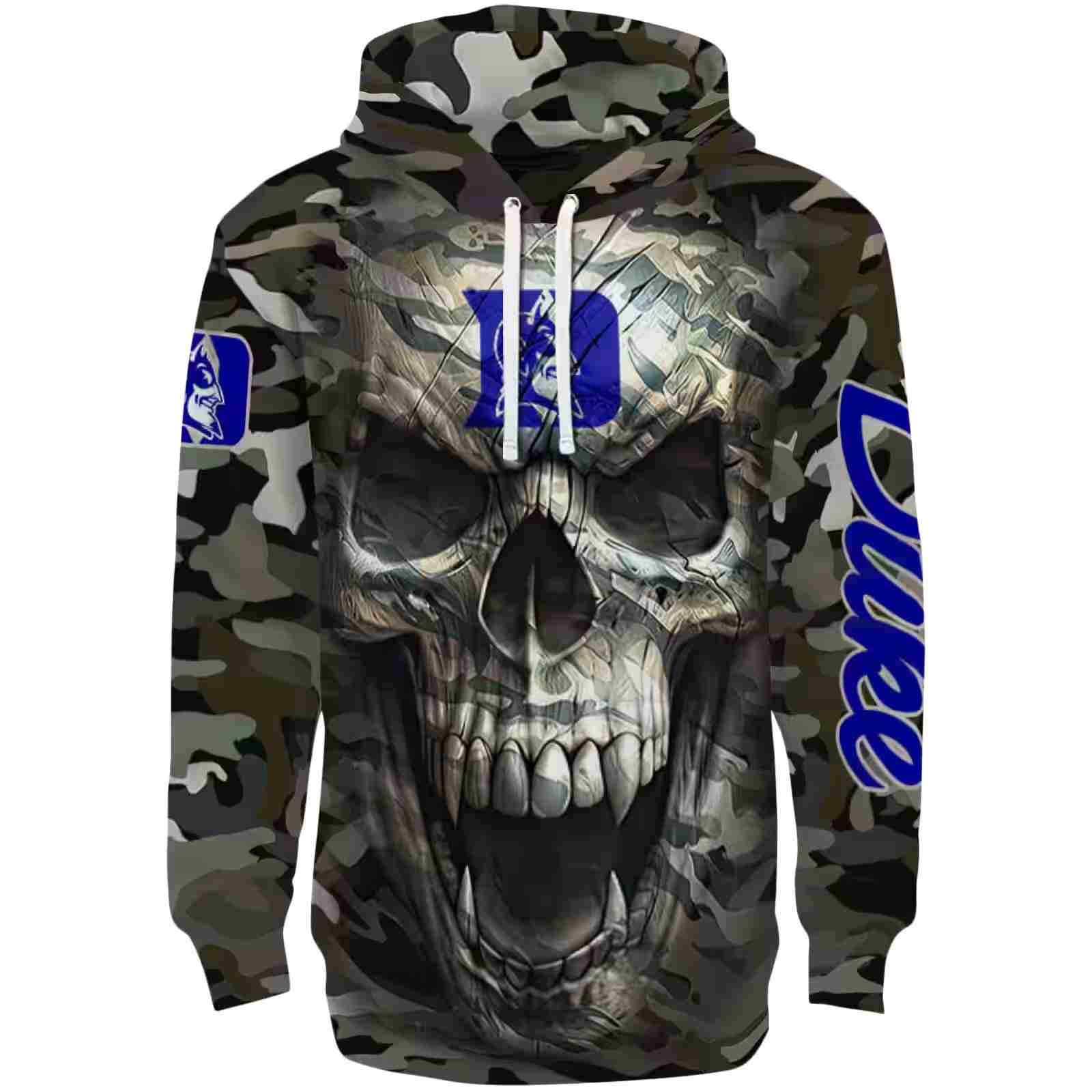 Custom Duke Blue Devils Camo Skull Hoodie