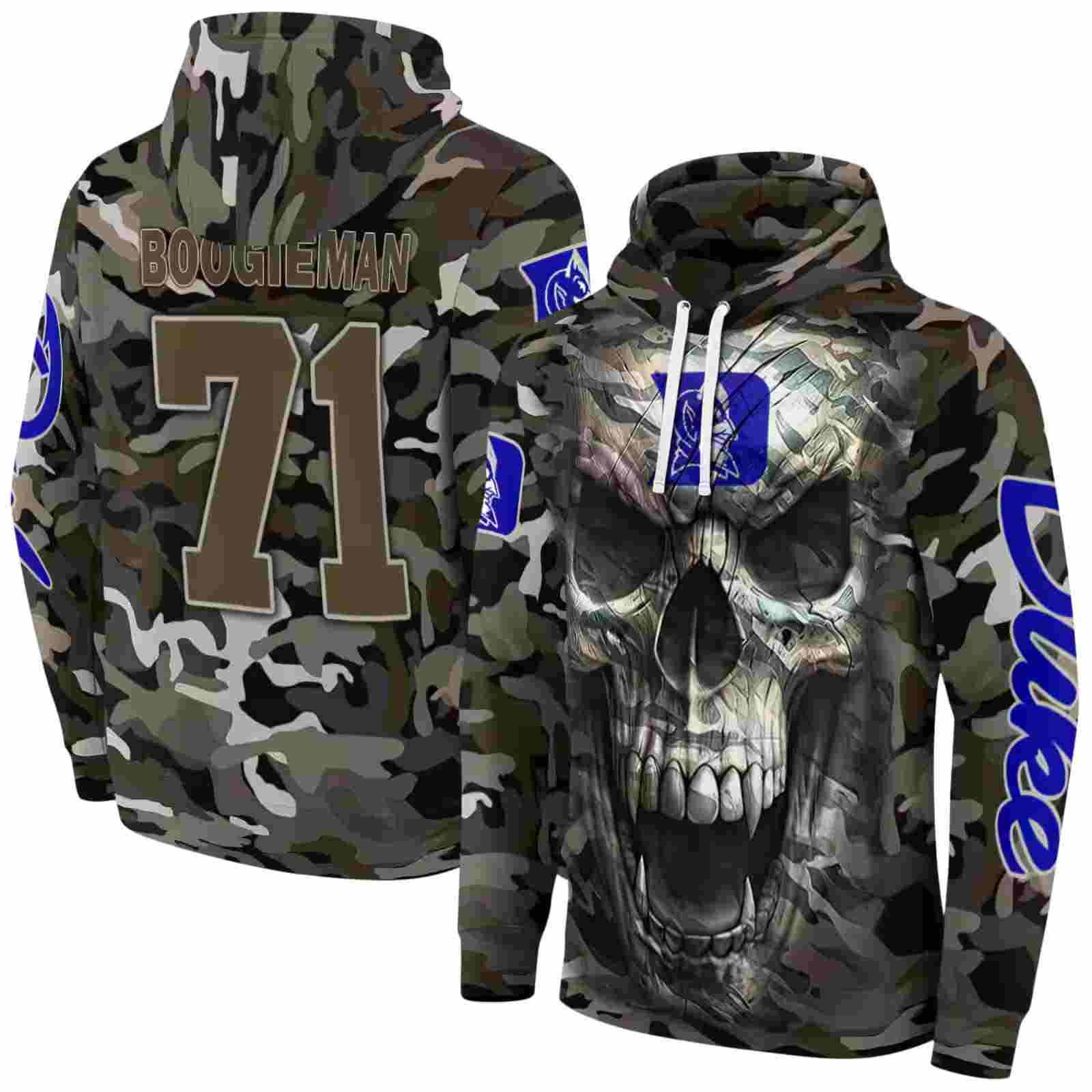 custom duke blue devils camo skull hoodie fashion forward