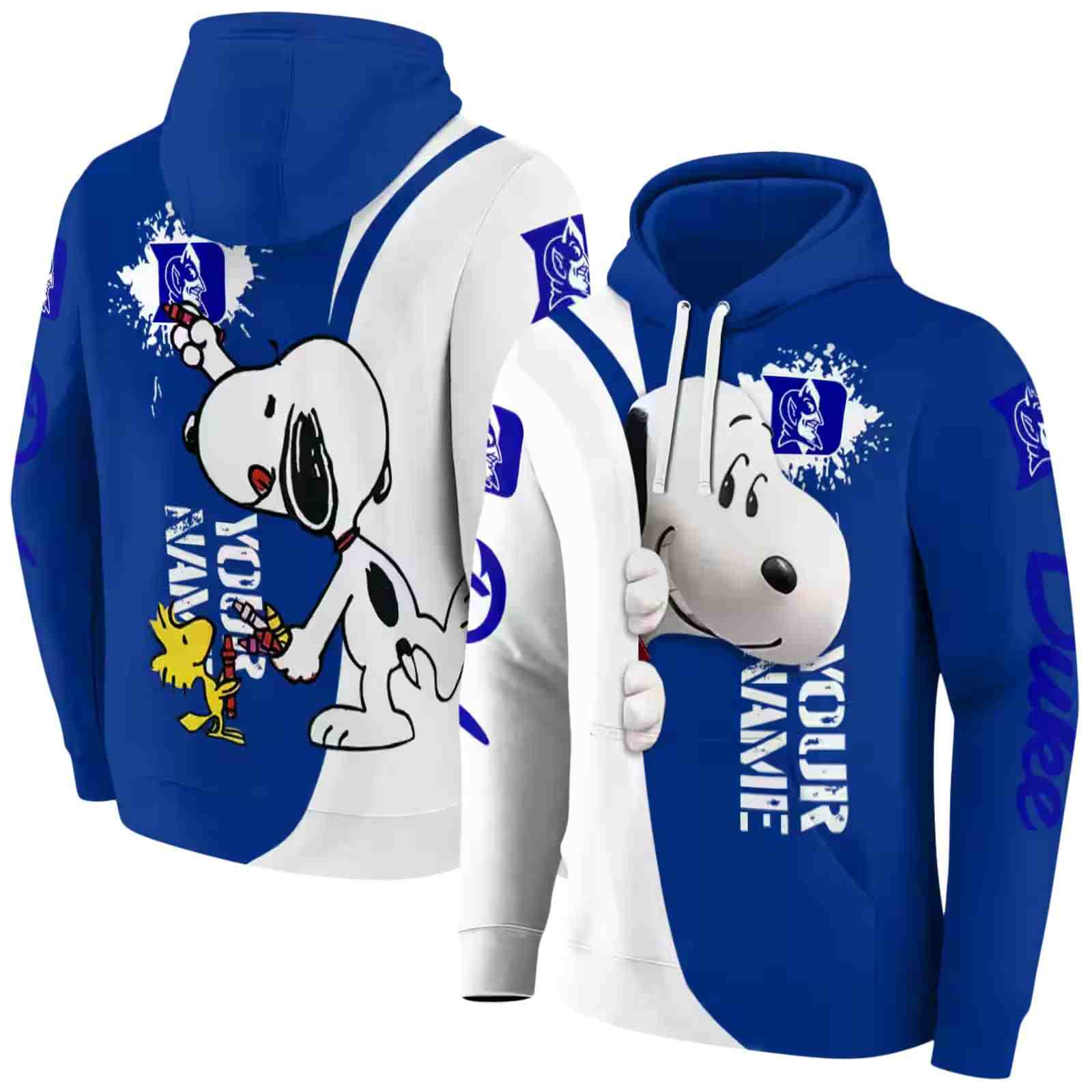 custom duke blue devils peeking snoopy blue hoodie fashion forward