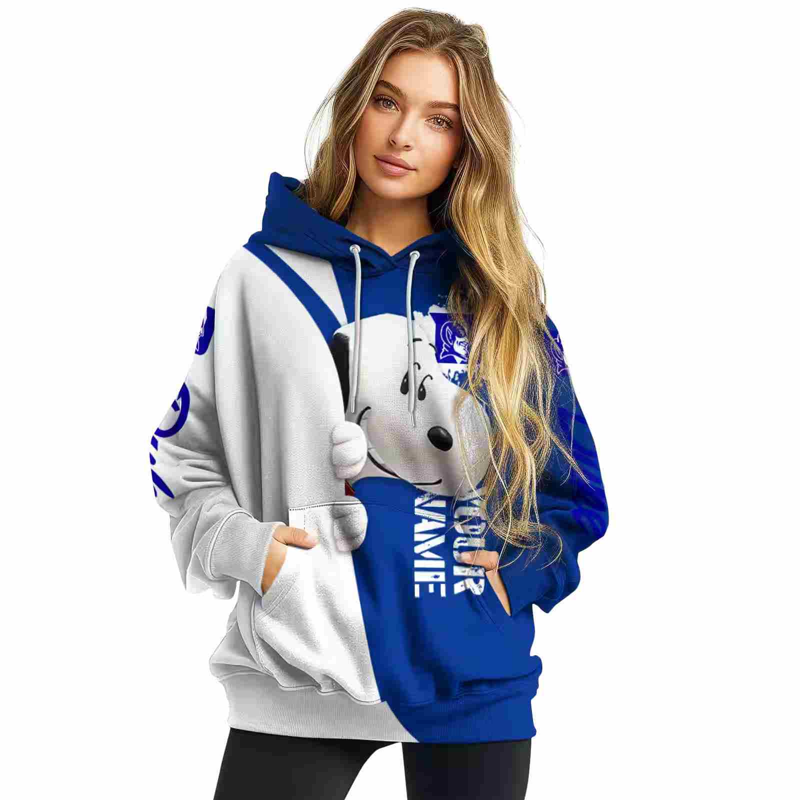 custom duke blue devils peeking snoopy blue hoodie high quality